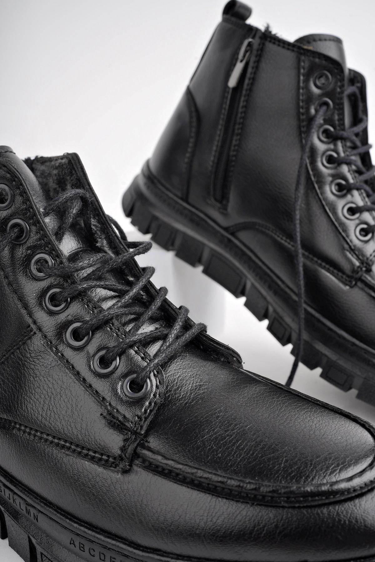 Muggo GİLBERTO Garantili Fermuarlı Bağcıklı Kürklü Hafif Taban Erkek Bot 