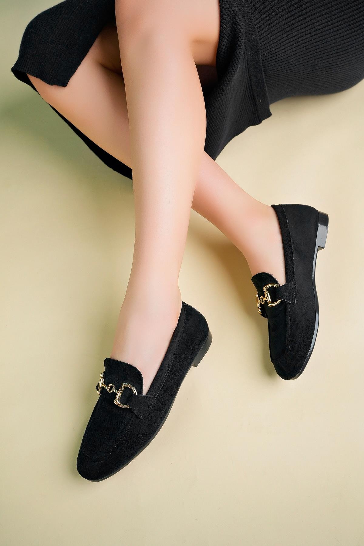 Muggo MONA Garantili Metal Tokalı Deri Kadın Loafer Günlük Ayakkabı