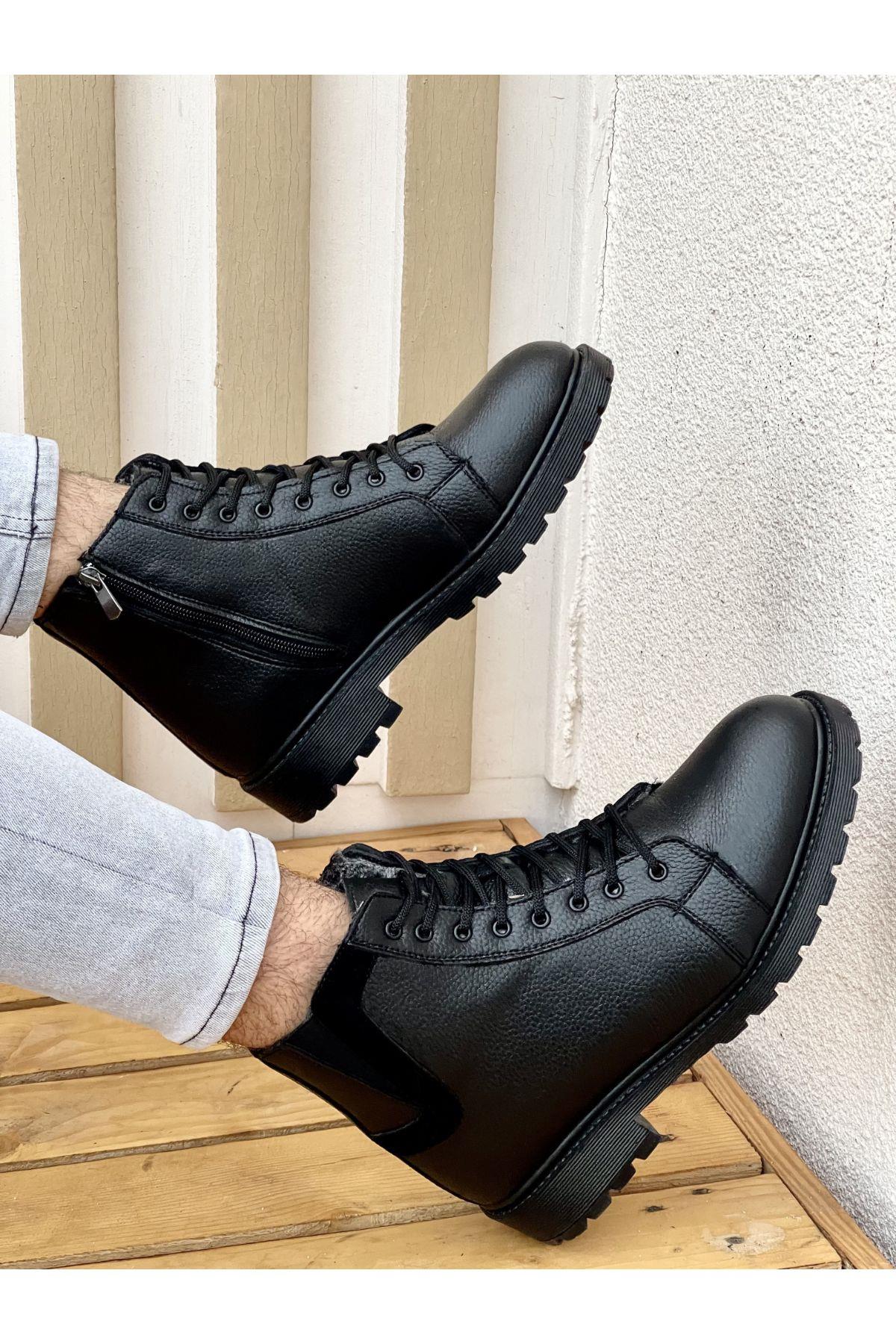 Muggo M100 Garantili Su & soğuk  Geçirmez Kürklü Garantili Kışlık Fermuarlı Bot Kauçuk Taban Sağlam