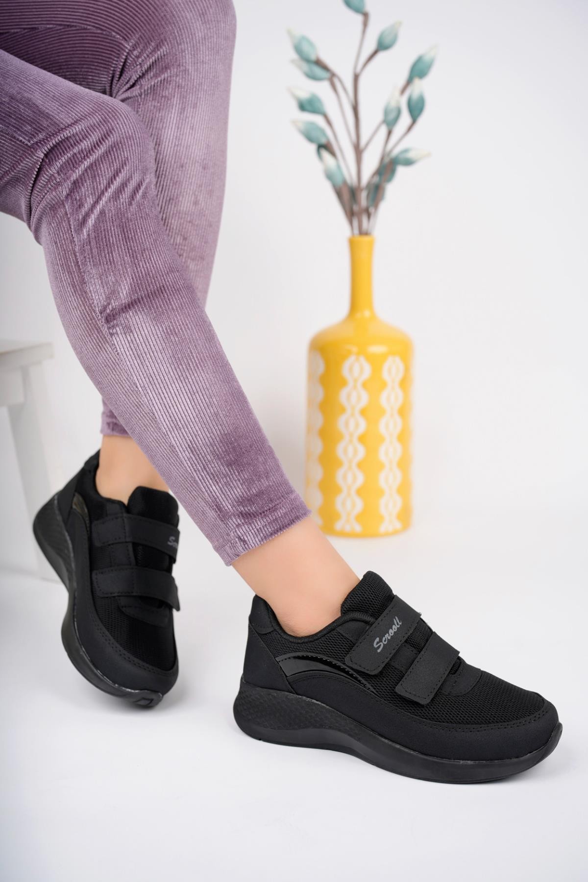 Muggo Chester Garantili Kadın Ortopedik Bağcıksız Cırtlı Rahat Sneaker Spor Ayakkabı