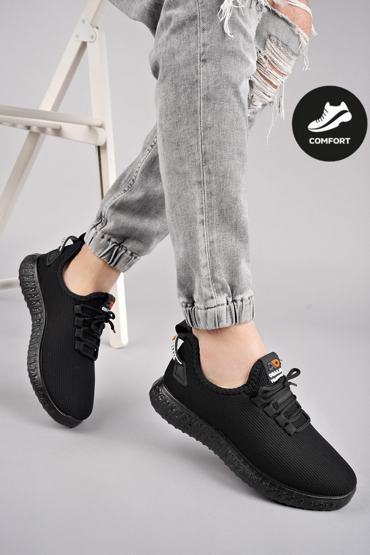 Muggo YUKON Unisex Ortopedik Günlük Garantili Yürüyüş Koşu Sneaker Spor Ayakkabı - SİYAH