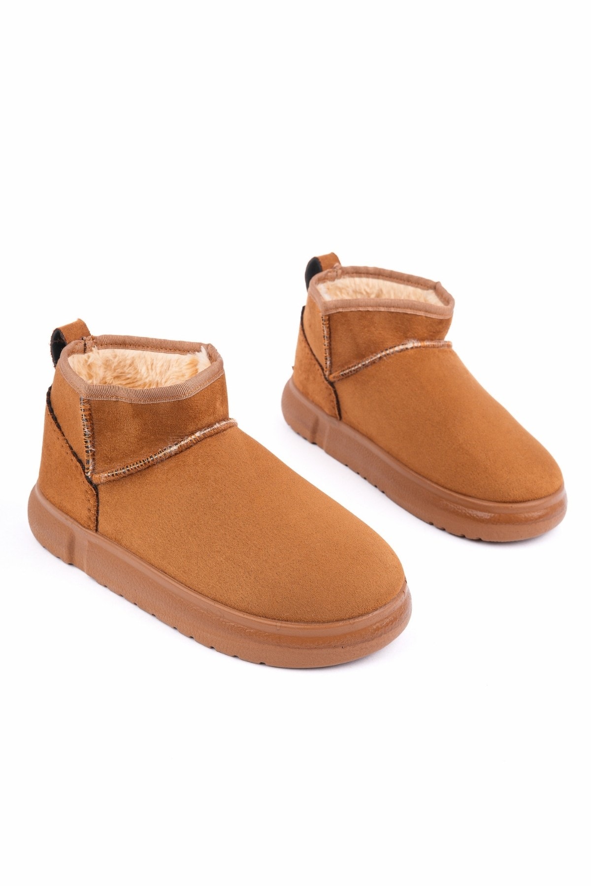 Muggo TAZZY Kadın Kalın Taban İçi Tüylü Günlük Mini Yarım Bot