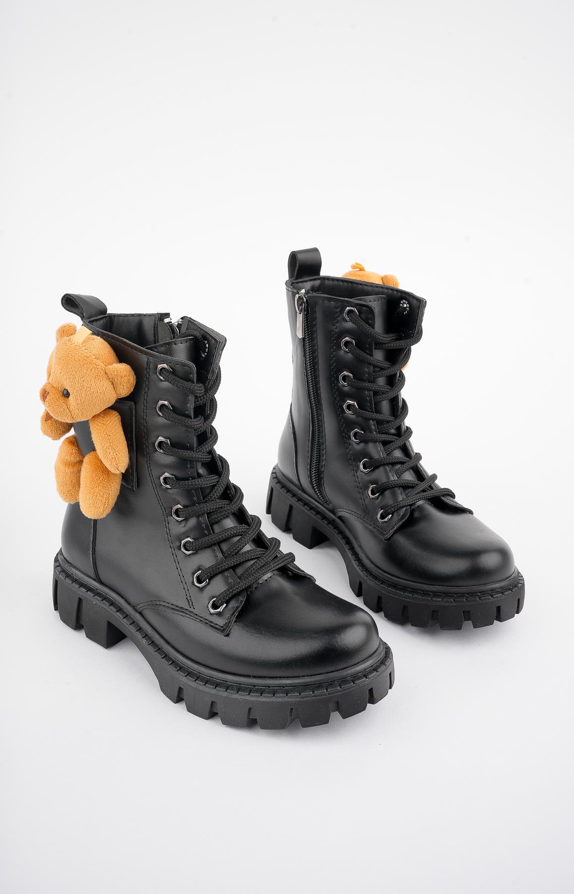 Muggo PİNKY Garantili Ayıcıklı Fermuarlı Bağcıklı Postal Çocuk Bot