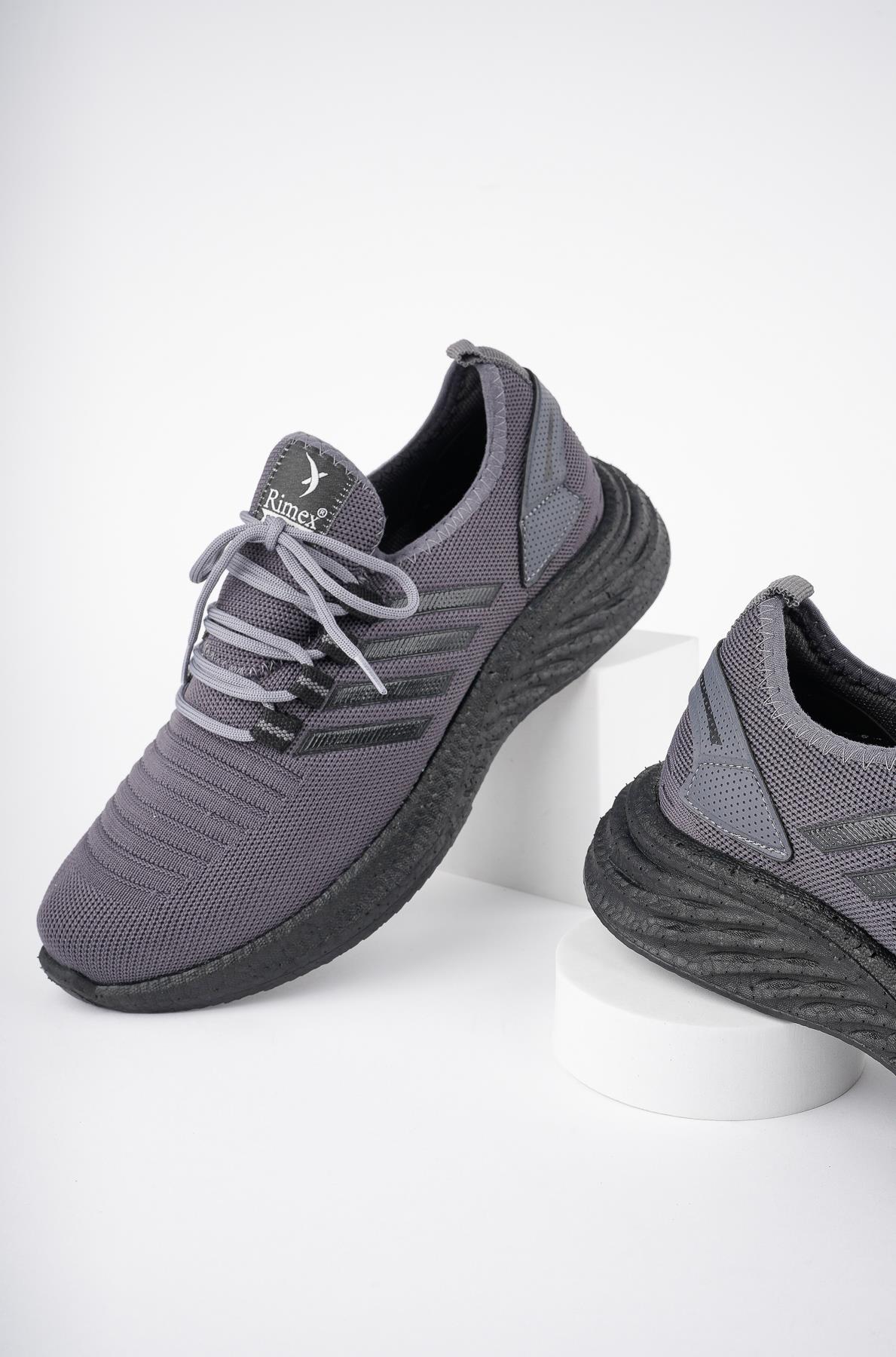 Muggo Montag Garantili Günlük Ortopedik Kaymaz Taban Bağcıklı Çizgili Erkek Sneaker Spor Ayakkabı