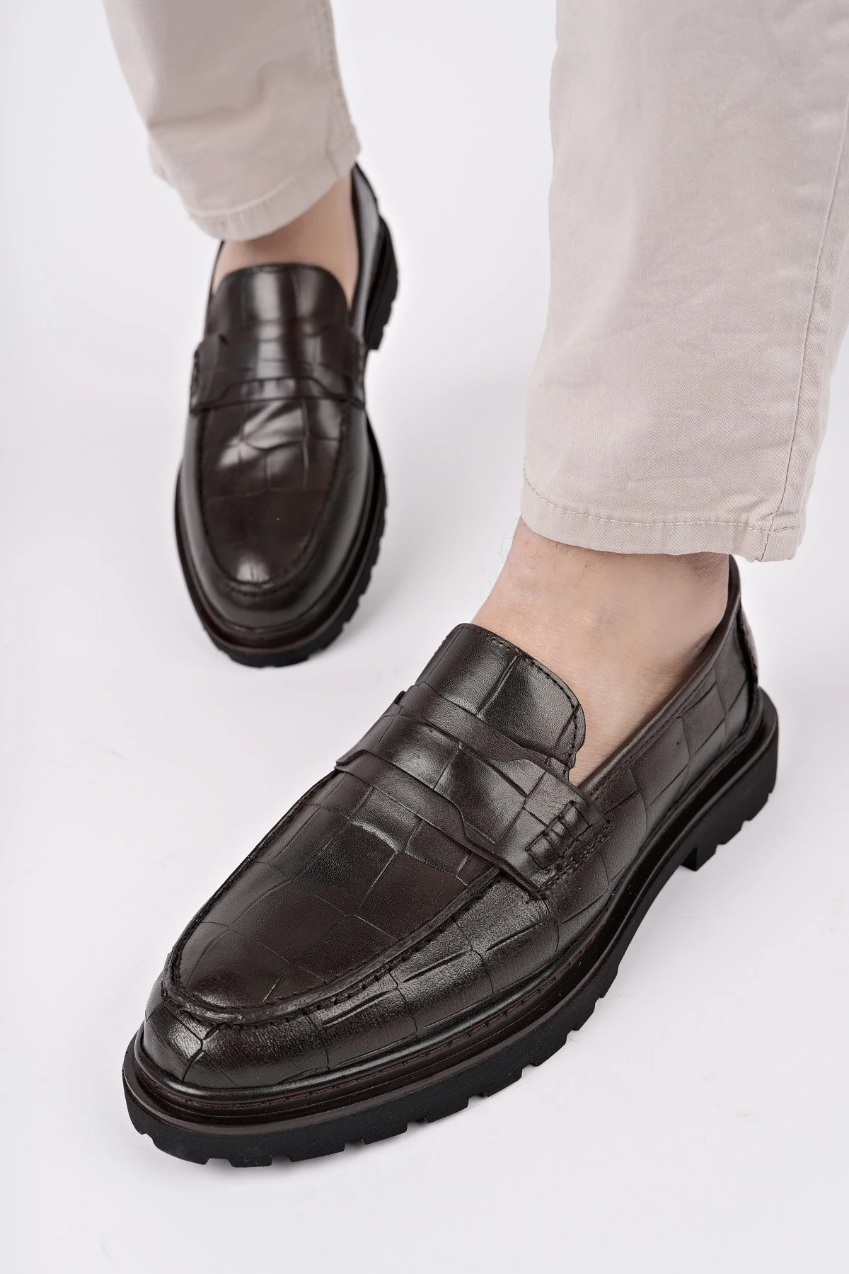 Muggo OWNER Bağcıksız Hakiki Deri Erkek Günlük Casual Ayakkabı