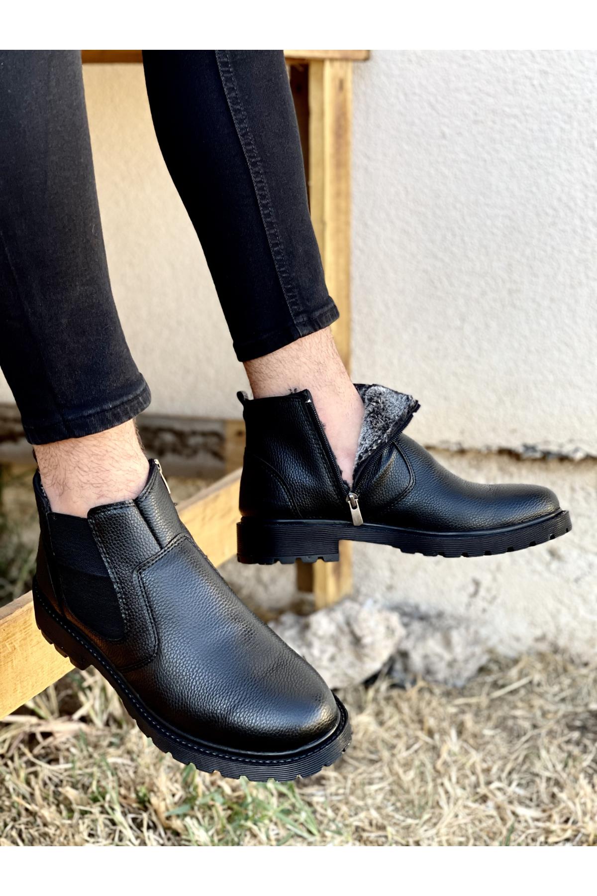 Muggo M104 Su&soğuk  Geçirmez Kürklü Garantili Sağlam  Kışlık Fermuarlı Kauçuk Taban Bot