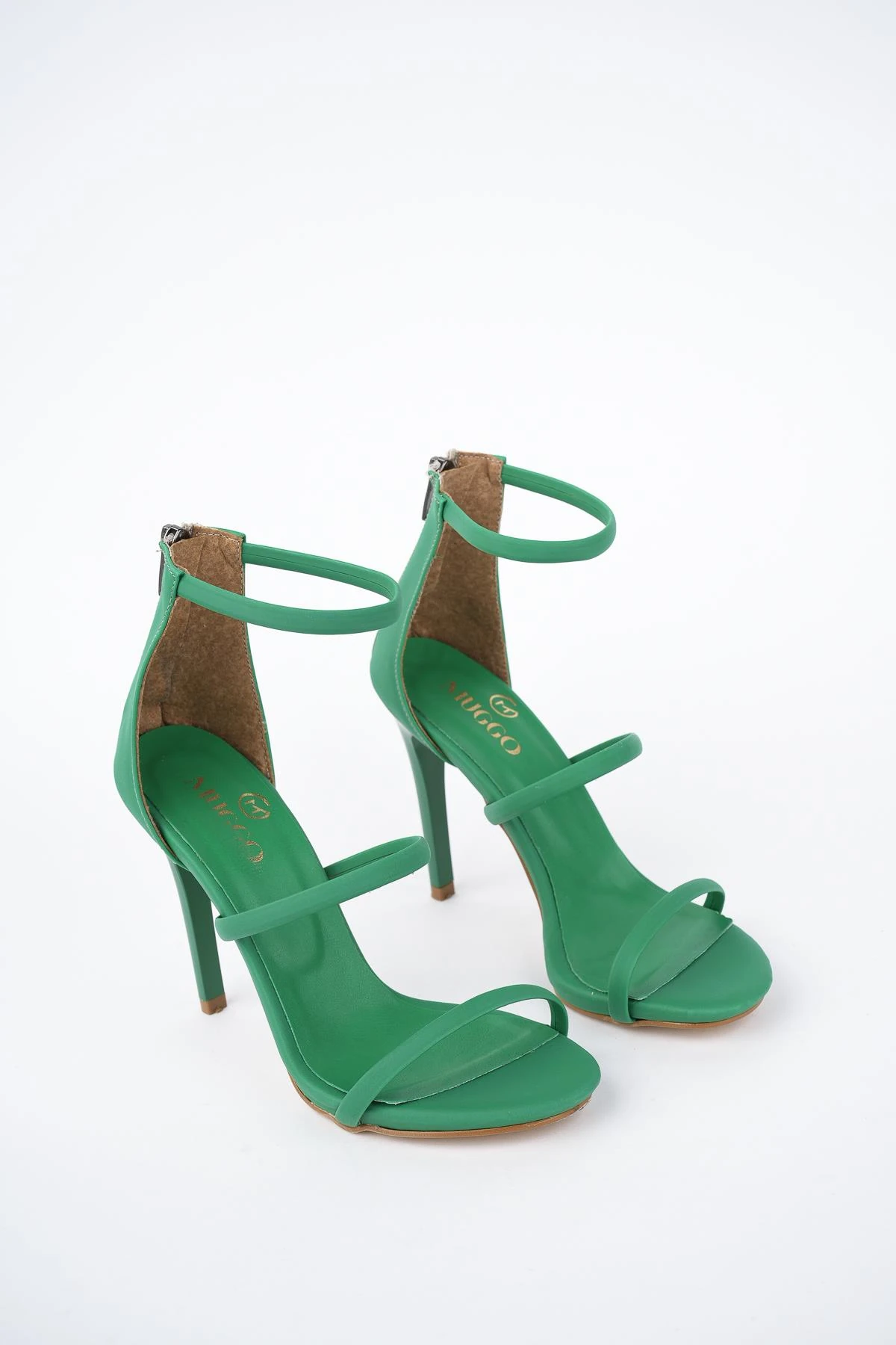 Muggo Nikita Garantili Kadın Arkası Fermuarlı Saten Tarz Şık ve Rahat İnce Topuklu Ayakkabı