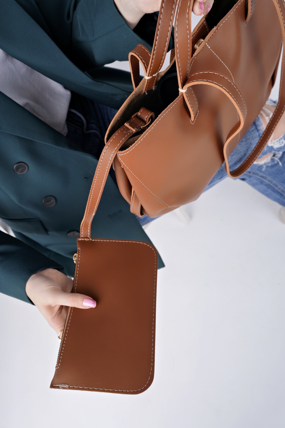 Muggo FARME Kadın Cüzdanlı El ve Omuz Çantası