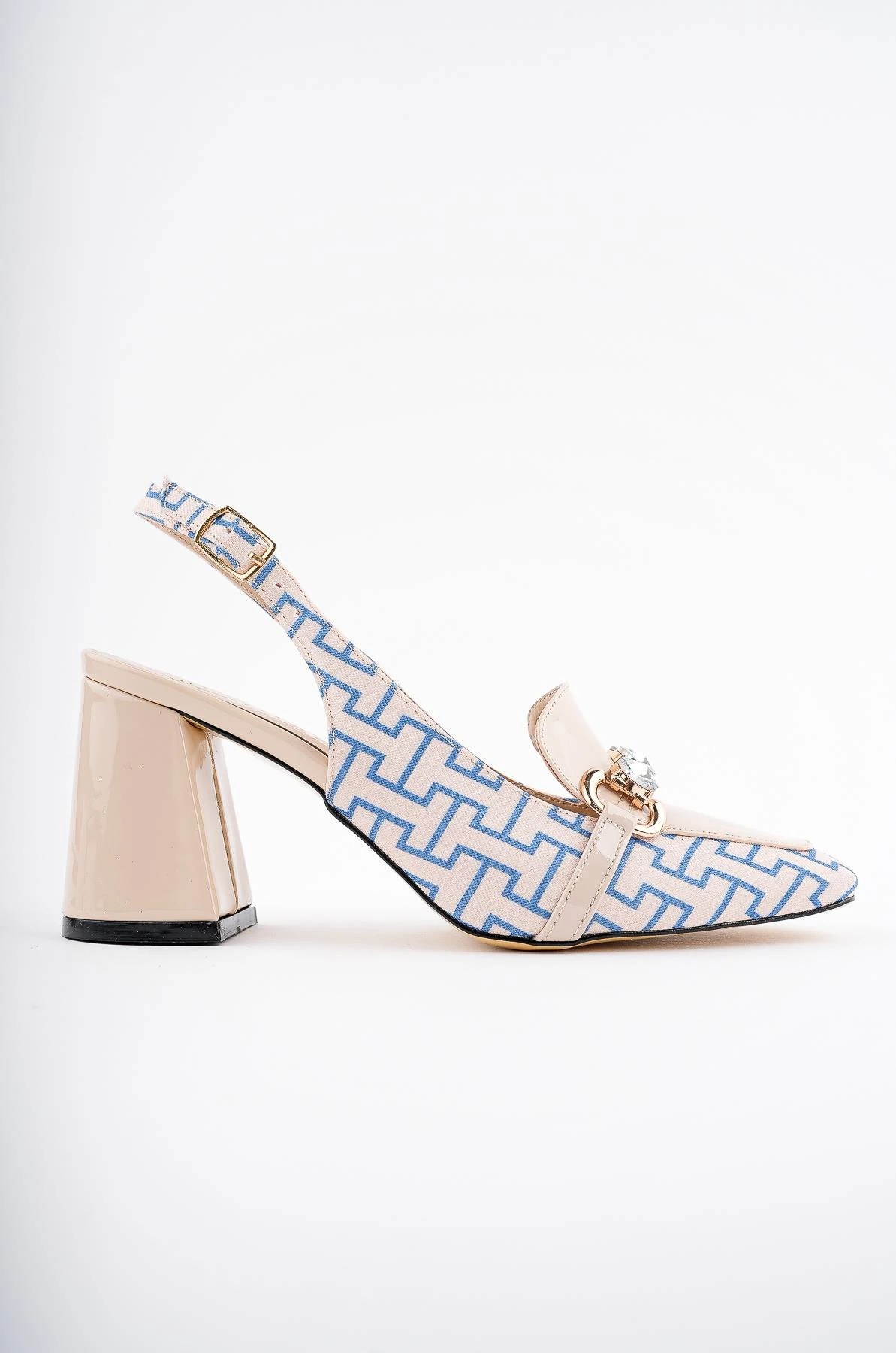 Muggo NİCHOLE Garantili Arkası Açık Kalın Topuklu Tokalı Kadın Ayakkabı