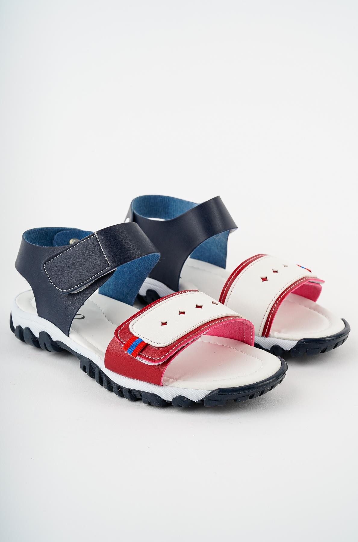 Muggo MİCKEY Garantili Günlük Ortopedik Hafif Taban Tek Bant Cırtlı Unisex Çocuk Sandalet - BEYAZ