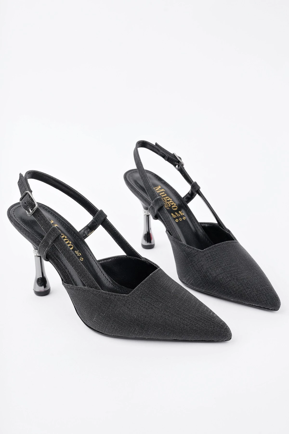 Muggo JESİ Sivri Burun Arkası Açık Günlük Klasik Kadın Topuklu Ayakkabı