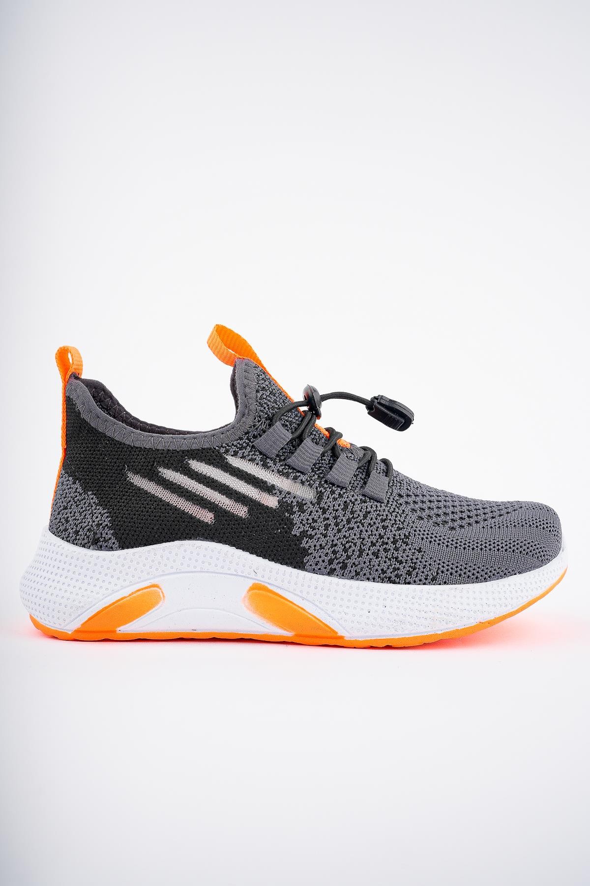 Muggo JETSON Günlük Unisex Çocuk Garantili Bağcıklı Rahat Sneaker Spor Ayakkabı - FÜME