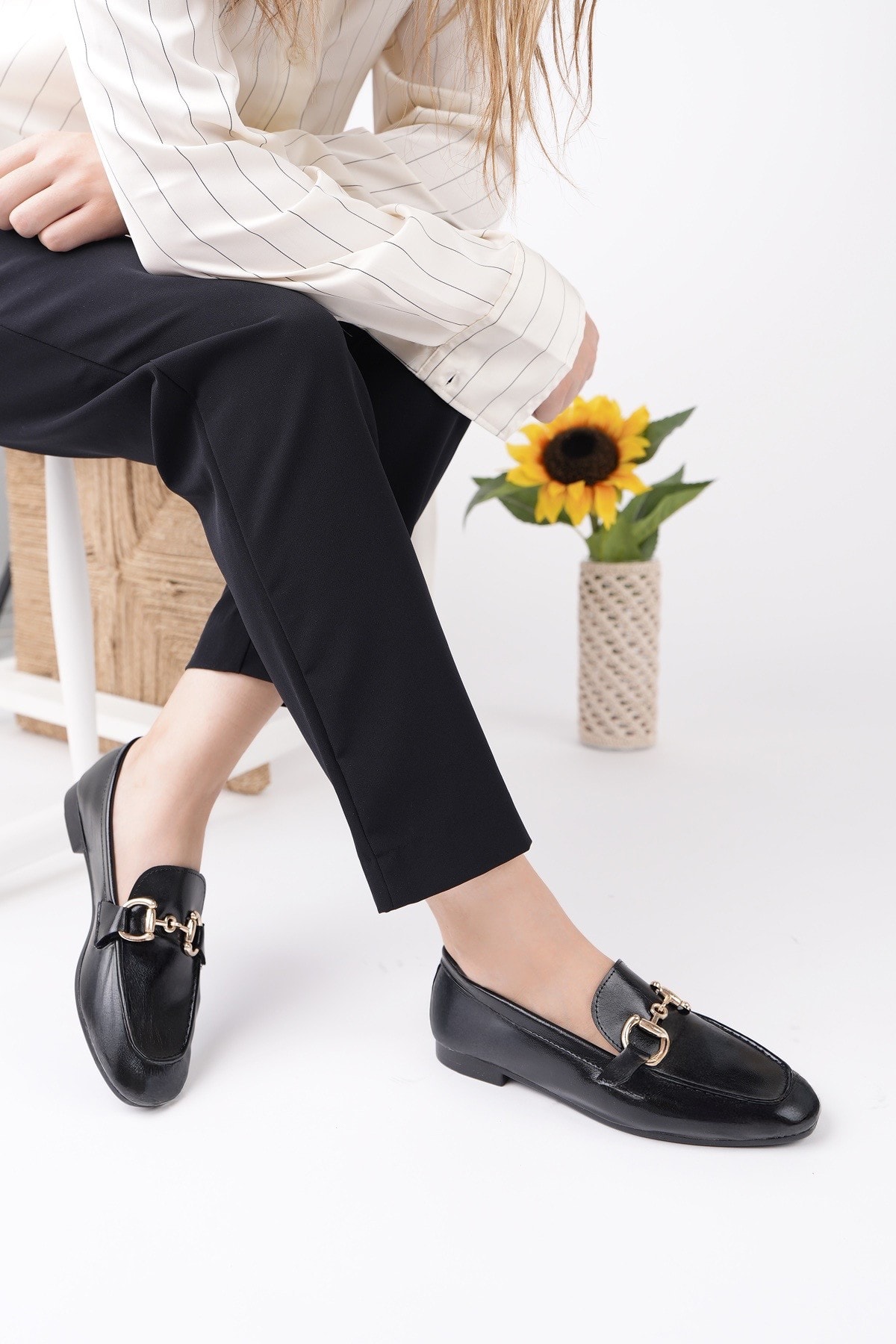 Muggo STRİDE Metal Tokalı Kadın Günlük Loafer Ayakkabı