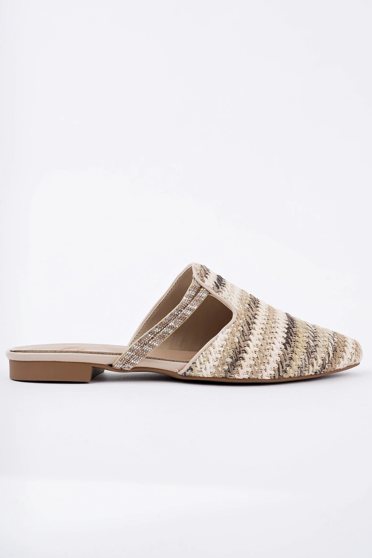 Muggo JAYLİN Önü Kapalı Kadın Taşlı Günlük Hasır Terlik