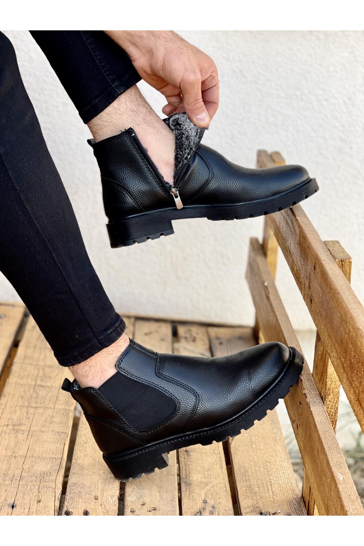 Muggo M104 Su&soğuk  Geçirmez Kürklü Garantili Sağlam  Kışlık Fermuarlı Kauçuk Taban Bot