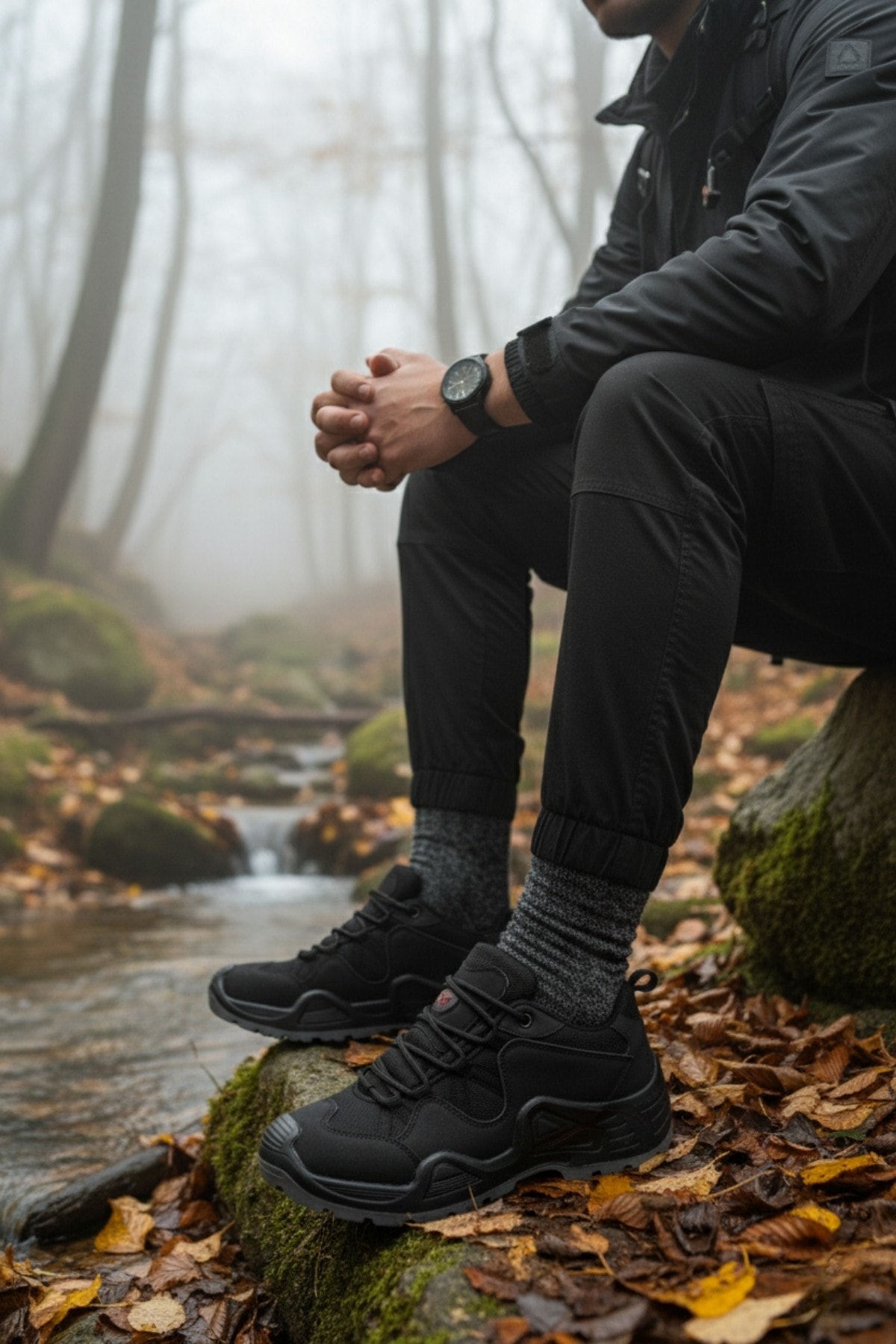 Muggo PİONEER Bağcıklı Trekking ve Günlük Outdoor Erkek Ayakkabı - SİYAH