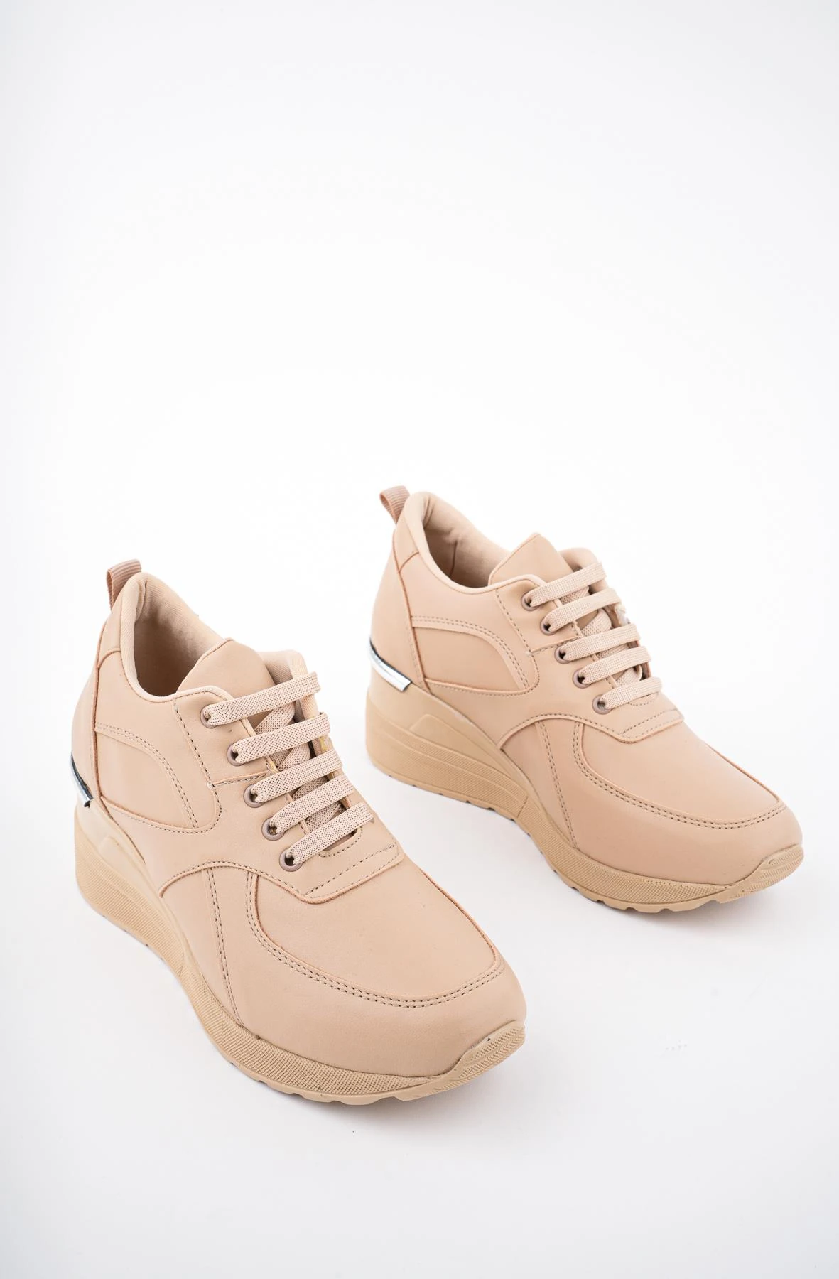 Muggo NEPAL Garantili Kadın Ortopedik Yüksek Taban Günlük Bağcıklı Sneaker Spor Ayakkabı