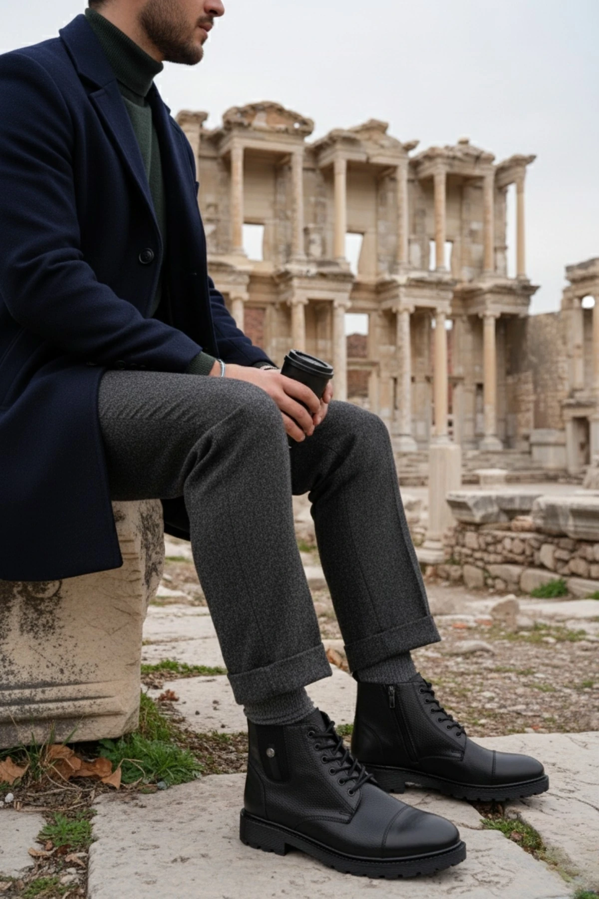 Muggo RAFA Fermuarlı Bağcıklı Kürklü Erkek Bot 