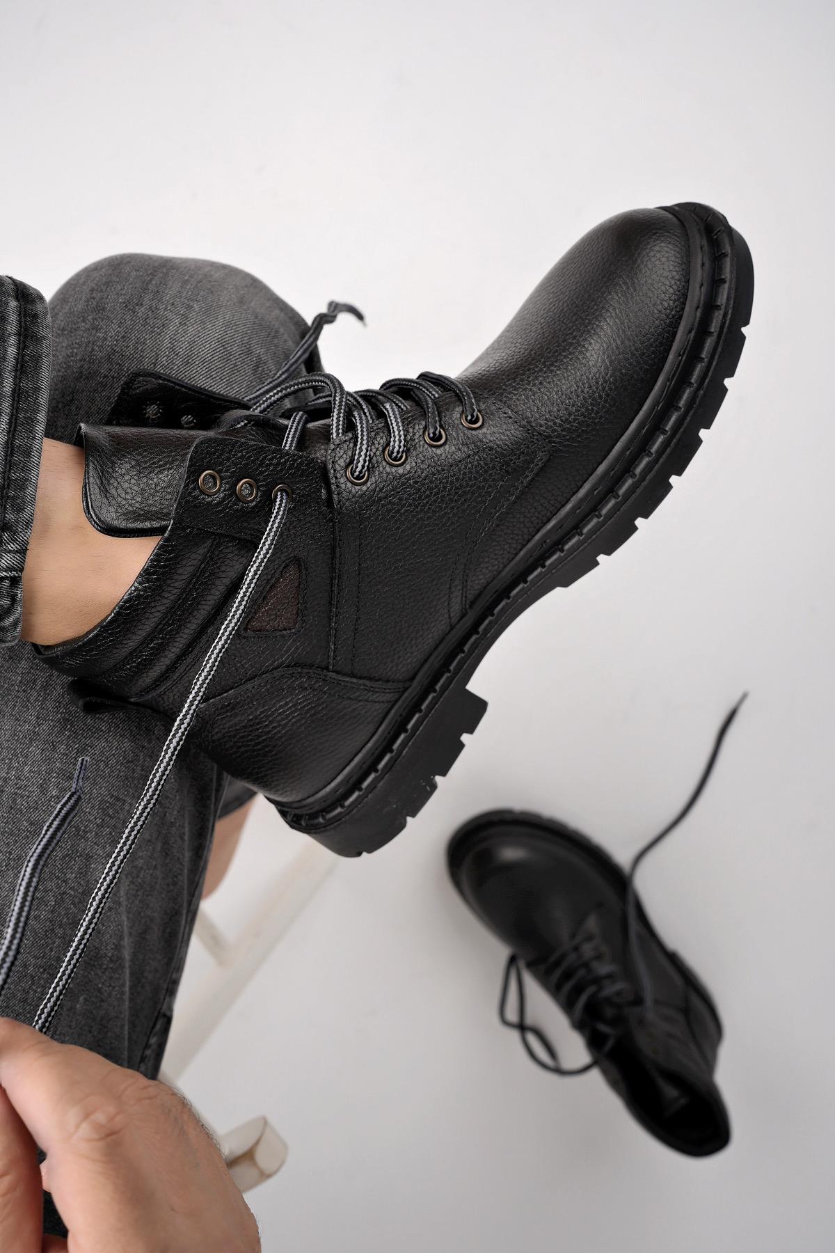 Muggo STEPHAN Garantili Bağcıklı Hakiki Deri Kaymaz Taban Erkek Bot