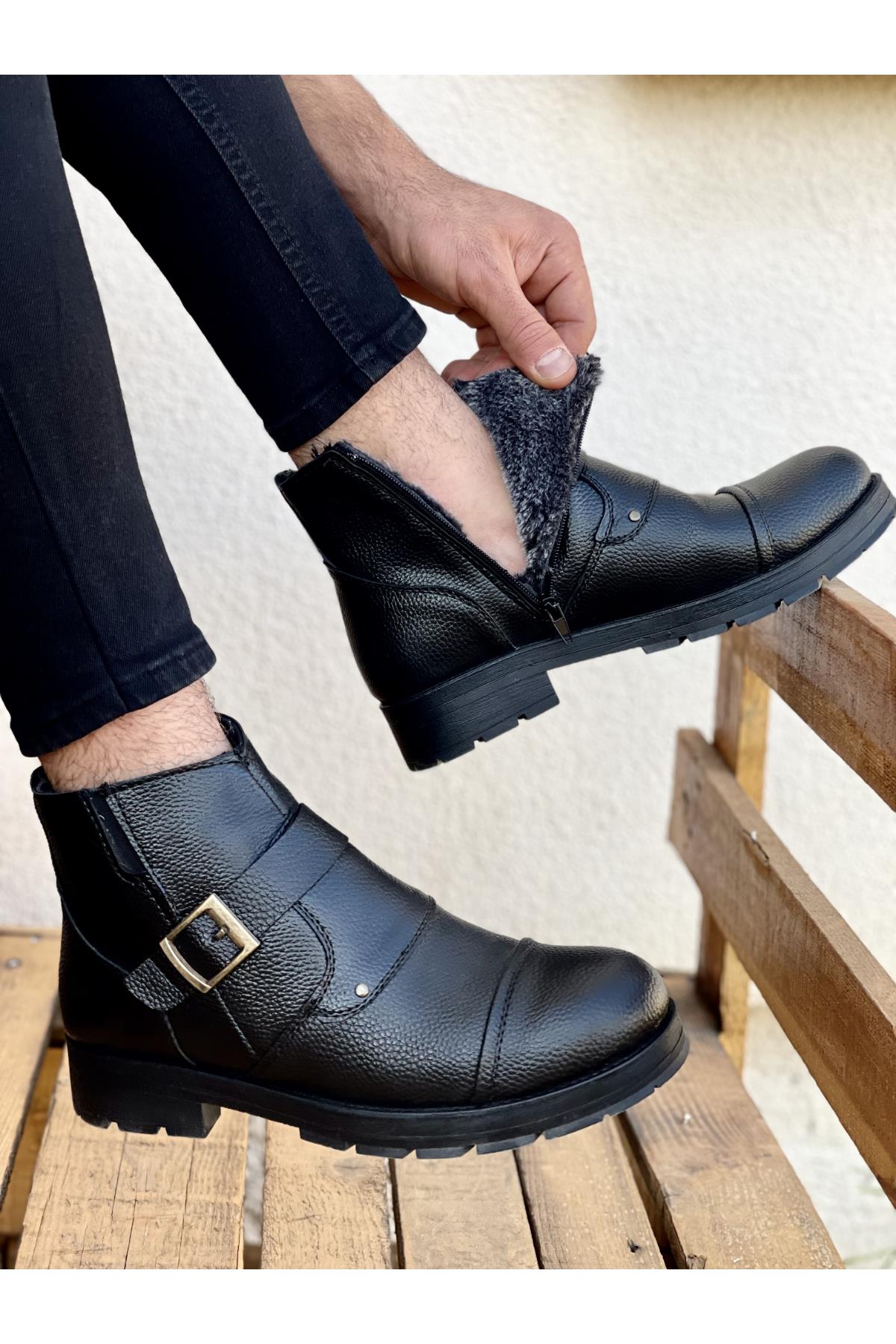 Muggo M1001 Su&soğuk Geçirmez Kürklü Garantili Unisex Kışlık Fermuarlı Bot Kauçuk Taban Sağlam