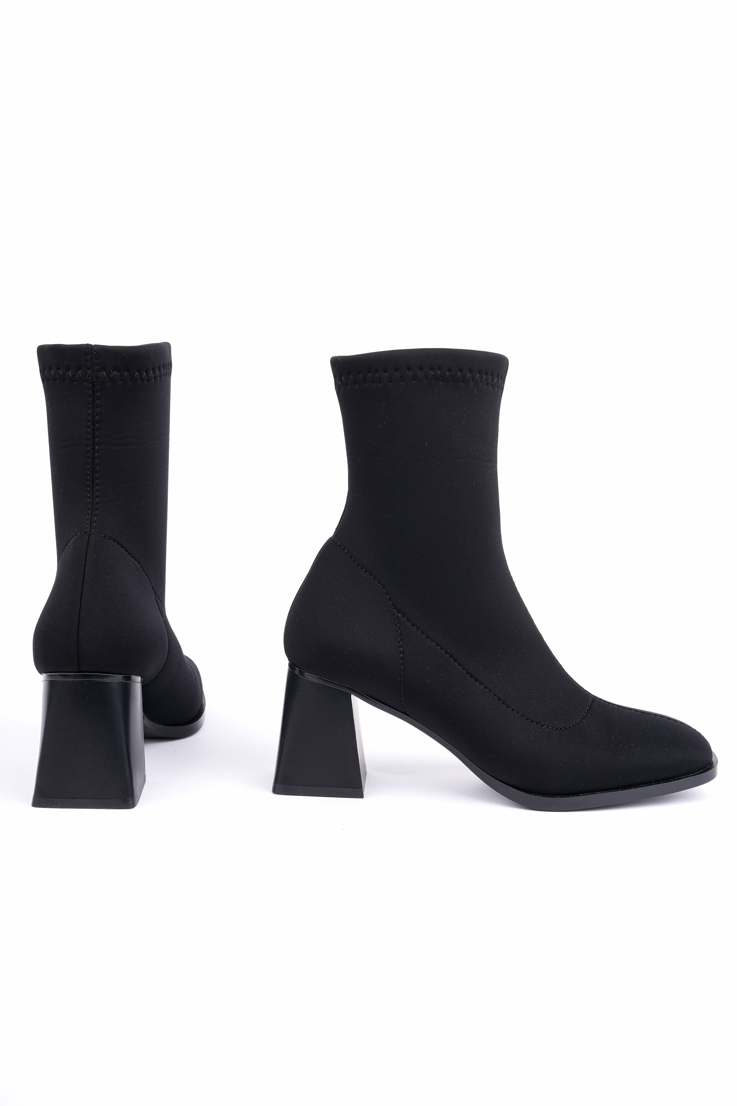 Muggo CRYON Küt Burun Kalın Topuklu Kadın Streç Bot