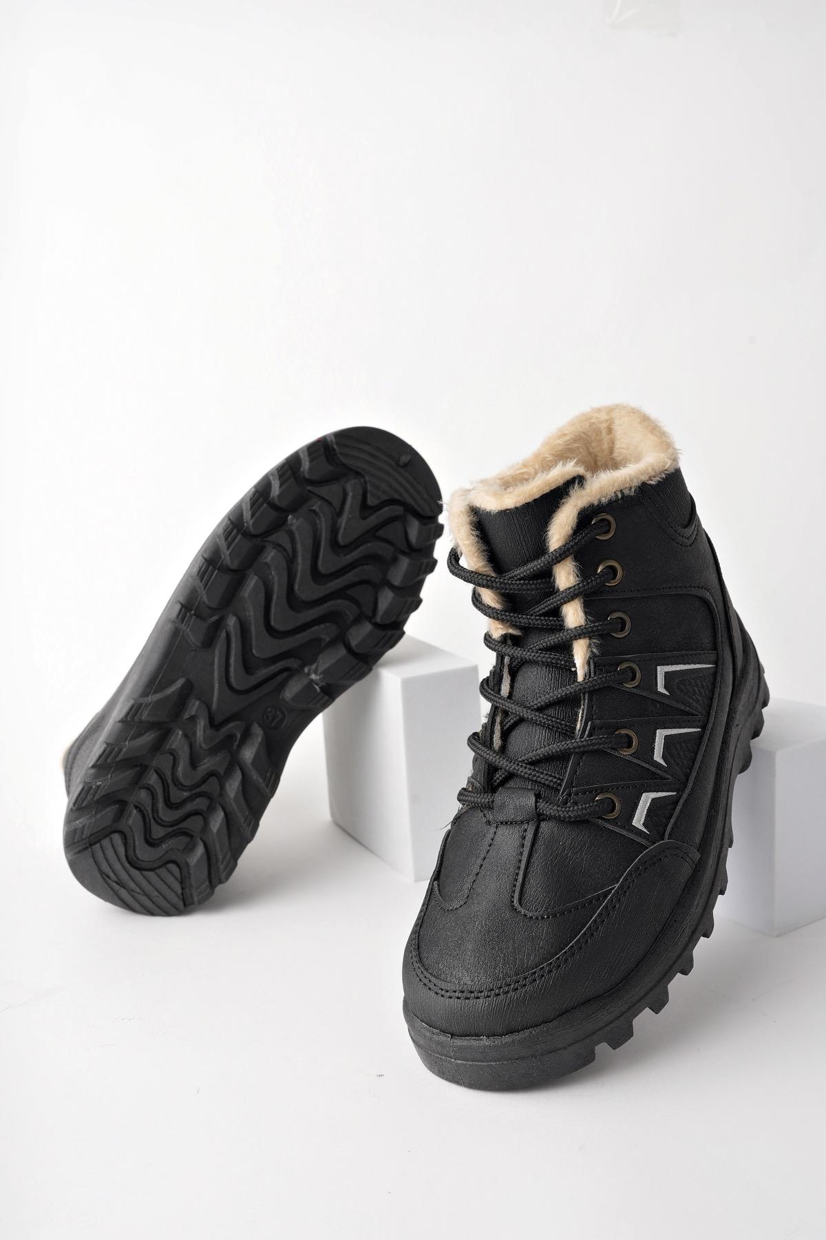 Muggo Toni Garantili Bağcıklı İçi Kürklü Fermuarlı Unisex Outdoor Kışlık Bot