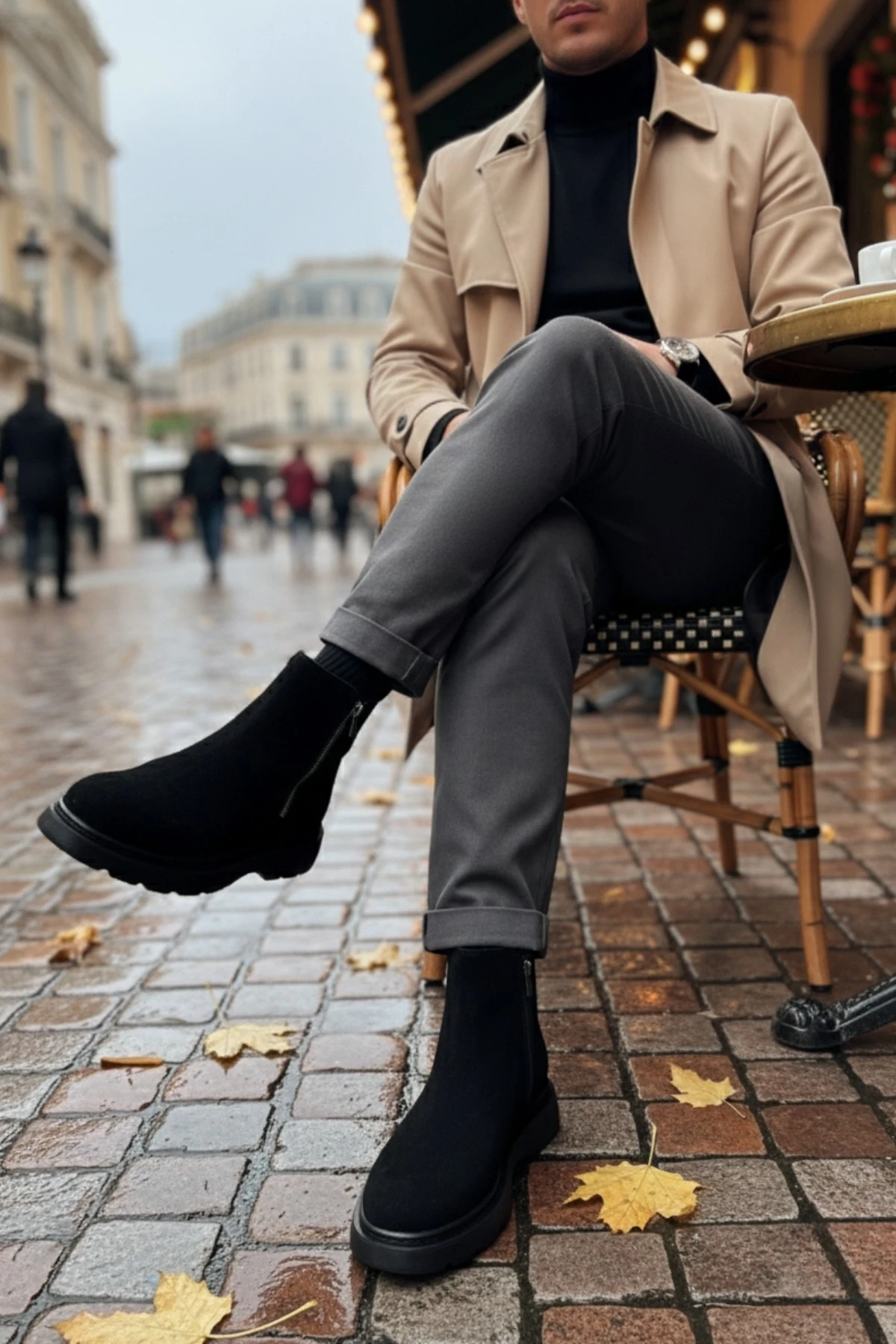 Muggo CHELSEY Hakiki Deri Çift Fermuarlı Erkek Kışlık Bot