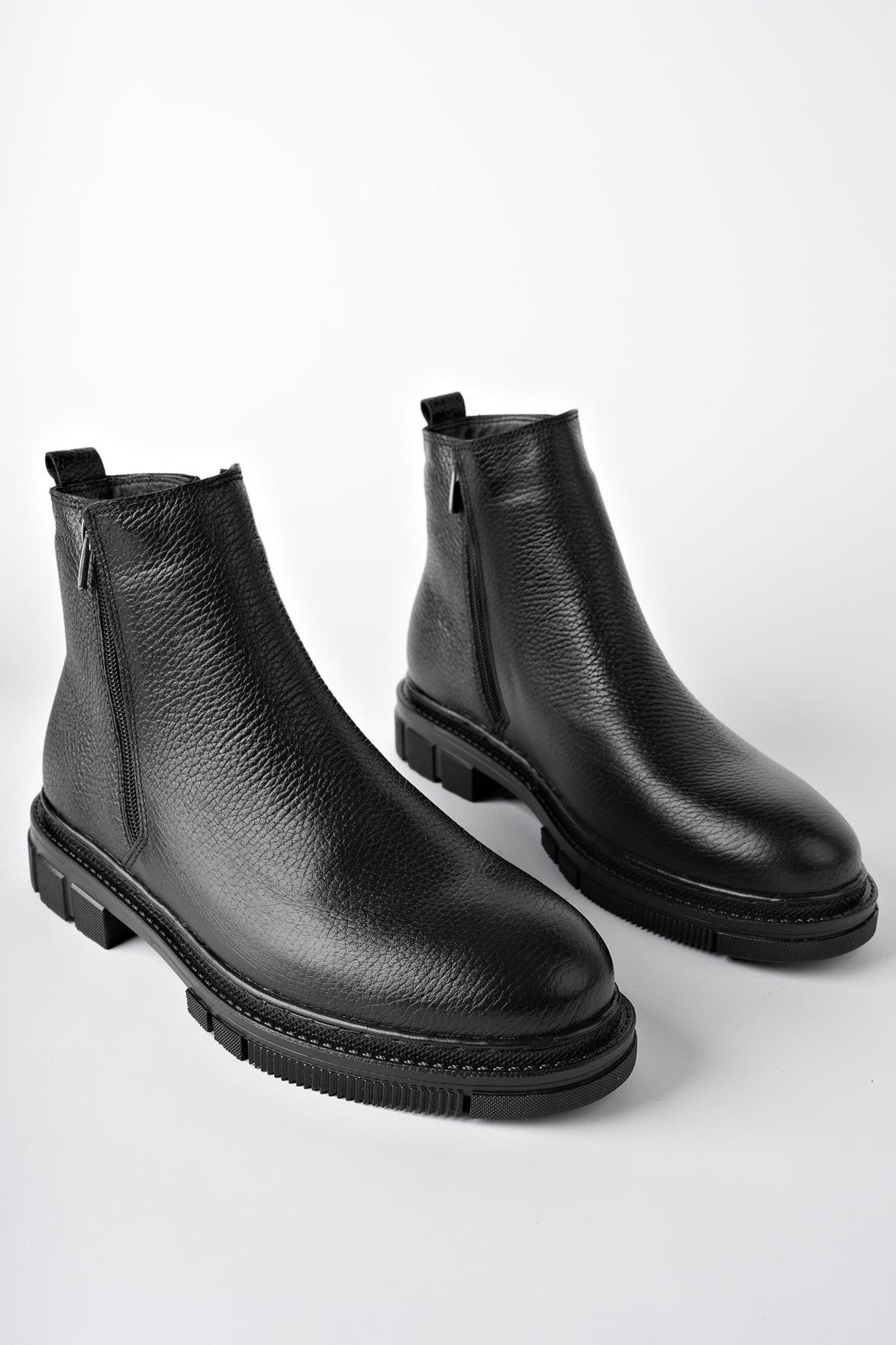 Muggo Chelsea Hakiki Deri Çift Fermuarlı Garantili Erkek Kışlık Bot