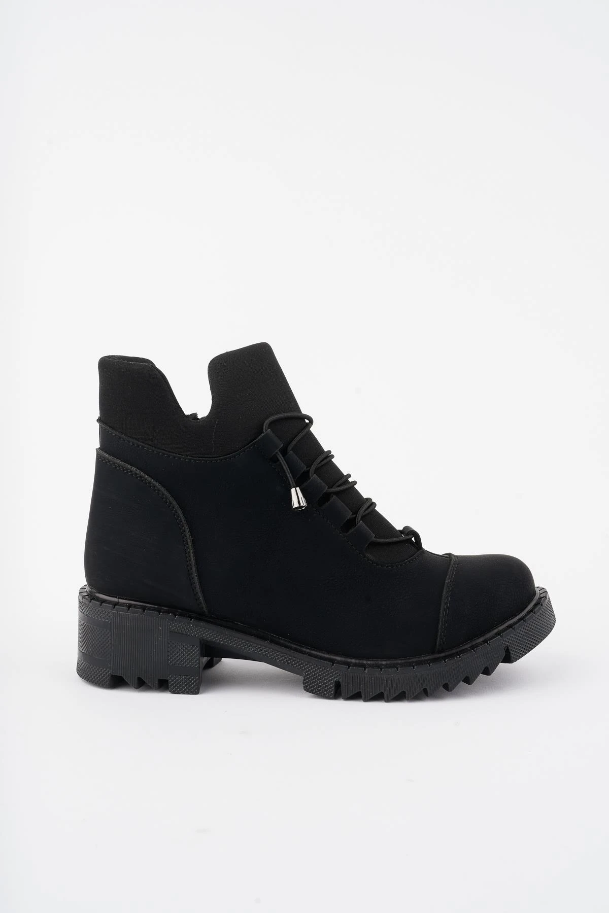 Muggo MOLDE Garantili Kadın Streç Lastik Bağcıklı Fermuarlı Bot