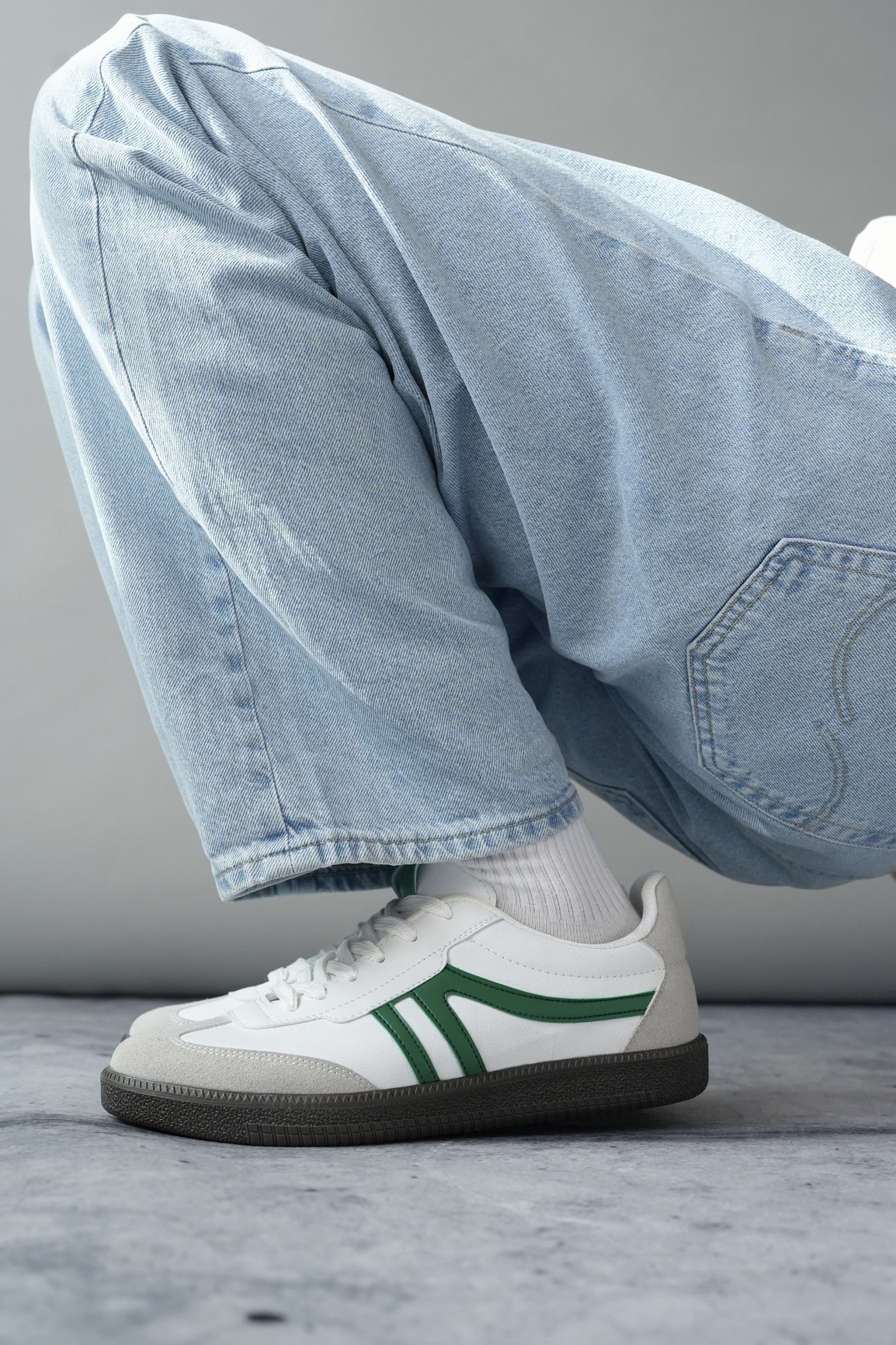 Muggo GARCİA Garantili Unisex Ortopedik Günlük Bağcıklı Yürüyüş Koşu Sneaker Spor Ayakkabı - YEŞİL