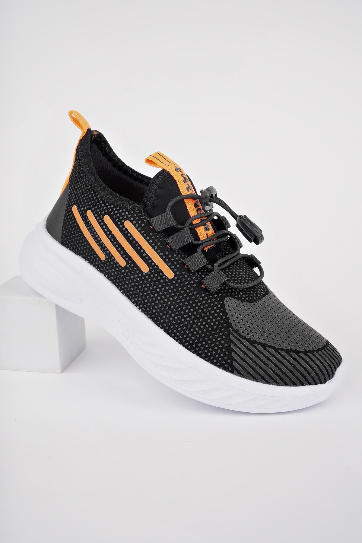 Muggo LUPİN Garantili Günlük Unisex Çocuk Bağcıklı Rahat Sneaker Spor Ayakkabı - TURUNCU