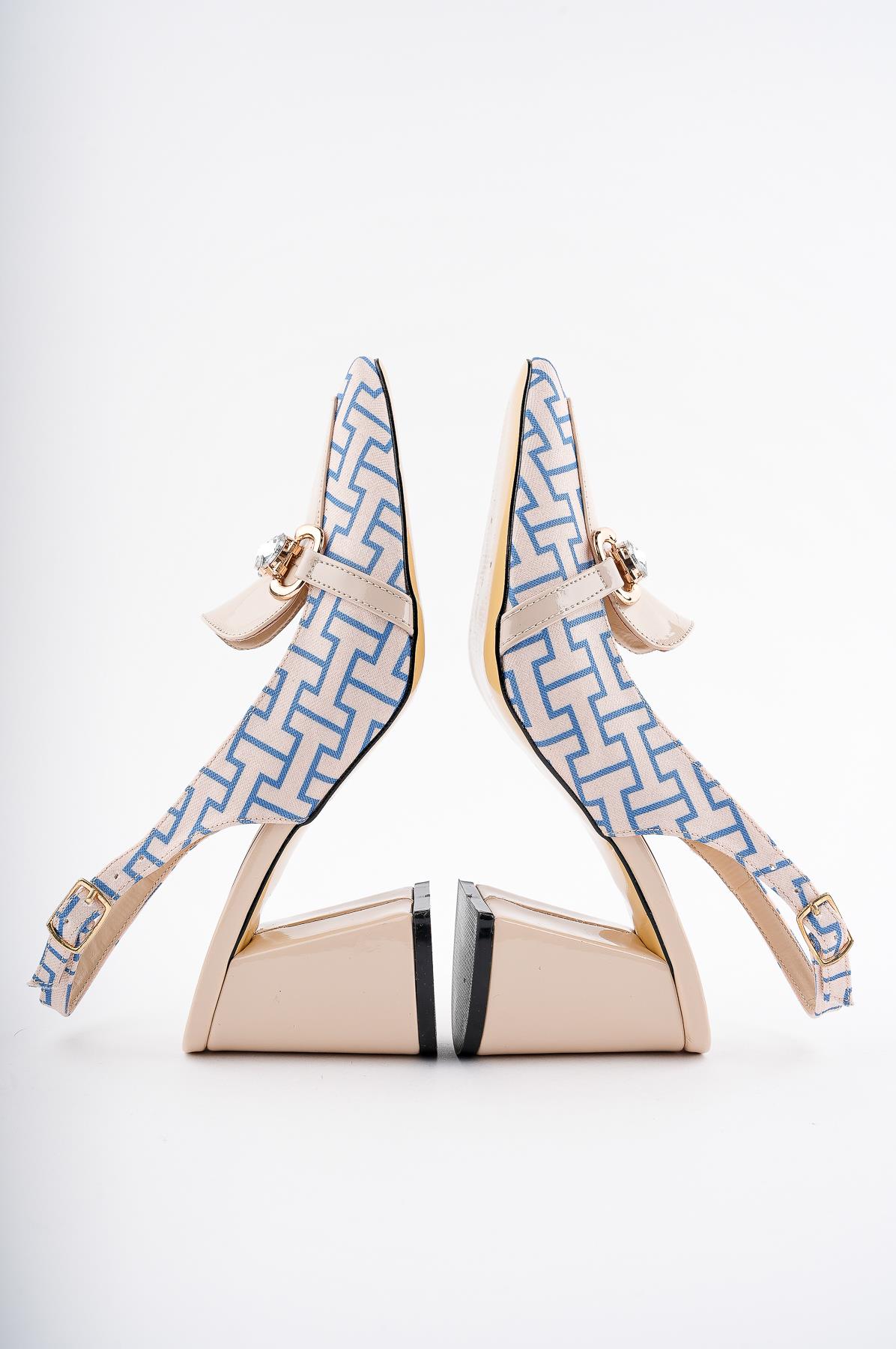 Muggo NİCHOLE Garantili Arkası Açık Kalın Topuklu Tokalı Kadın Ayakkabı