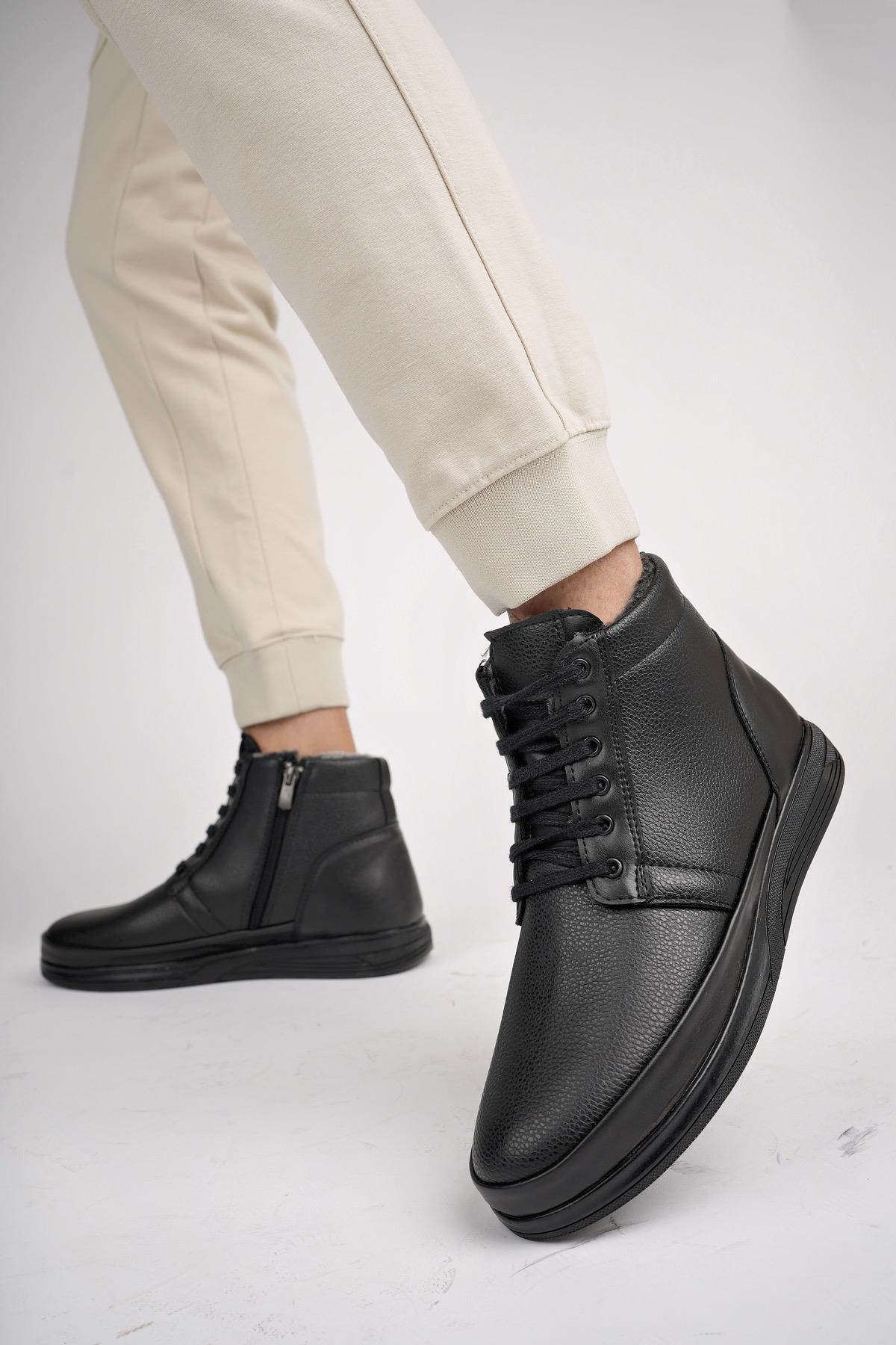 Muggo DEWEY Garantili Fermuarlı Bağcıklı Kürklü Soğuk Geçirmez Erkek Bot 