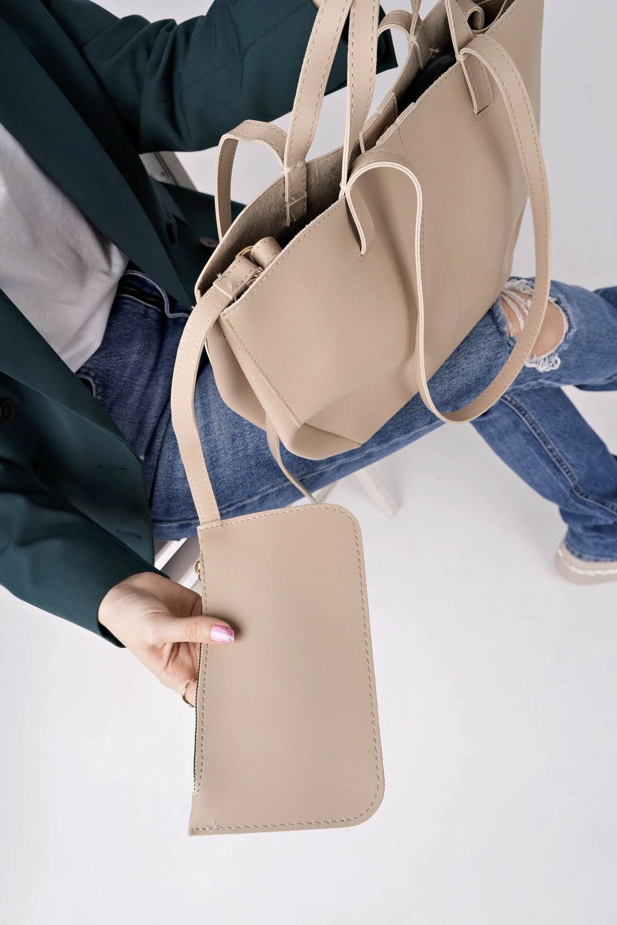 Muggo FARME Kadın Cüzdanlı El ve Omuz Çantası