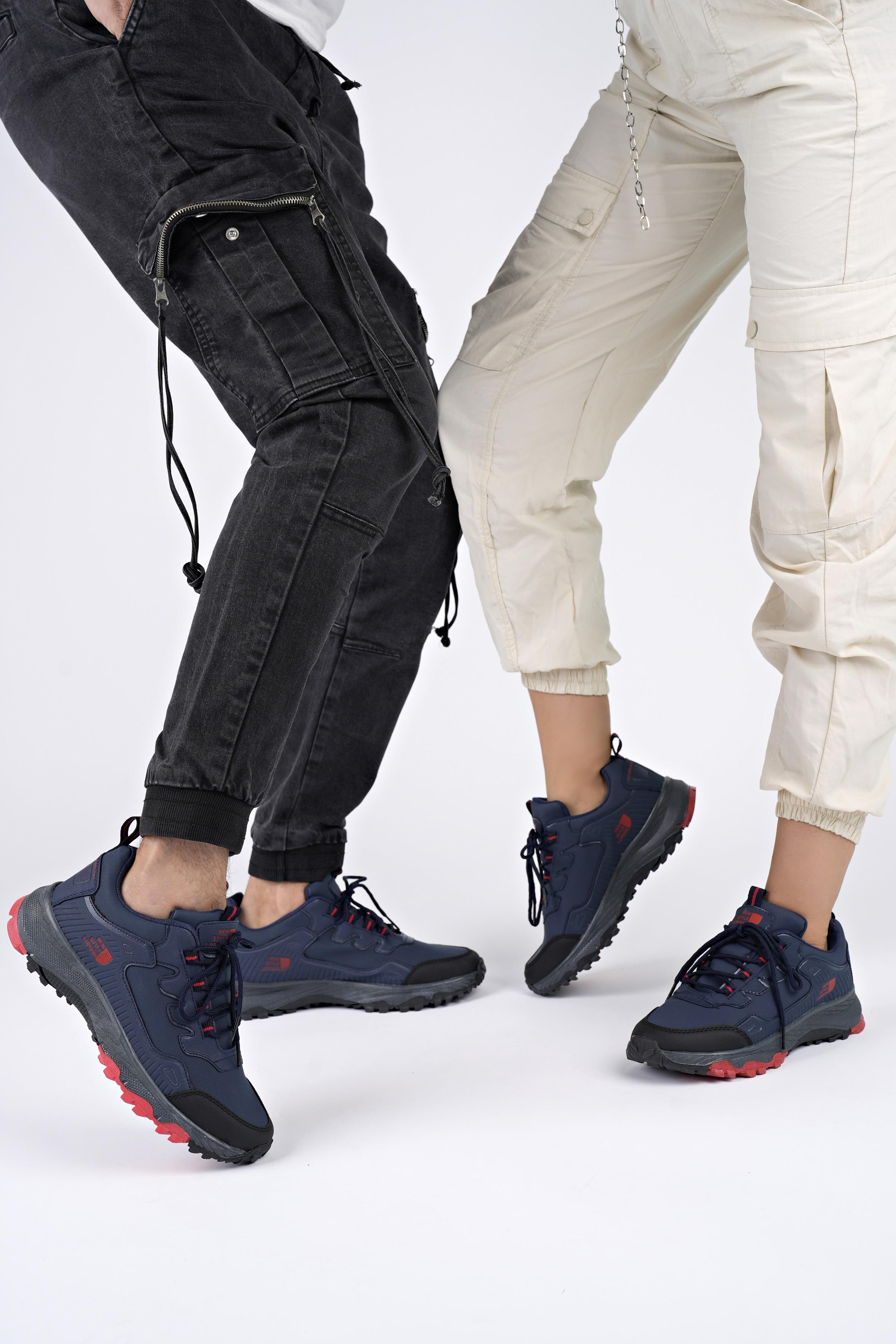 Muggo KUZEY Unisex Garantili Trekking Outdoor Sneaker Ayakkabı - LACİVERT