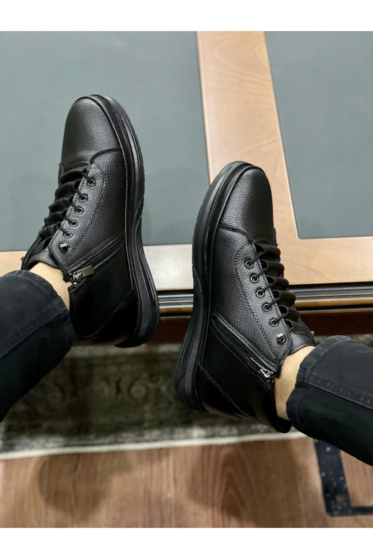 Muggo  M226 Garantili Erkek Kışlık Bağcıklı Fermuarlı Bot