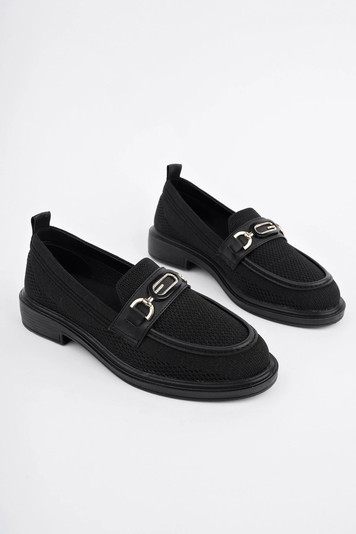 Muggo SAKURA Metal Tokalı Triko Kadın Loafer Günlük Makosen Ayakkabı