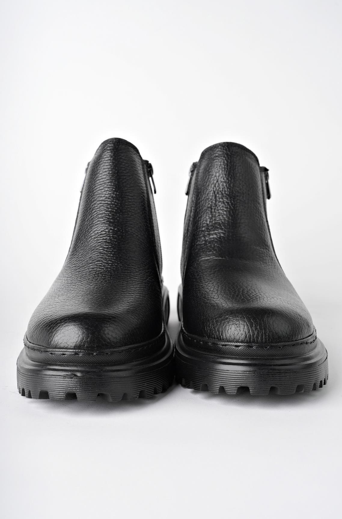 Muggo İCARDİ Garantili Hakiki Deri Fermuarlı İçi Kürklü Eva Taban Erkek Kışlık Bot