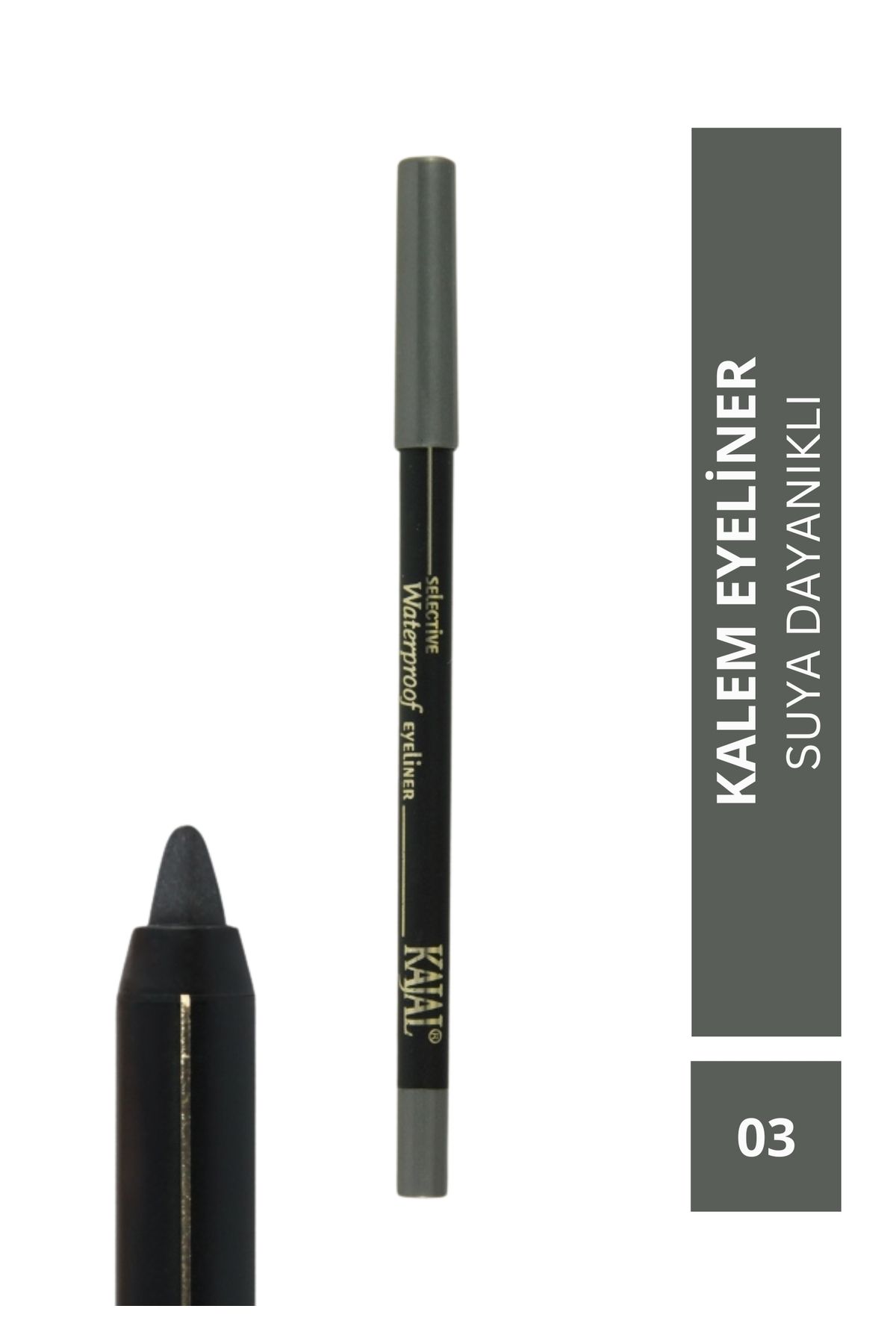 Antrasit Gri Suya Dayanıklı Göz Kalemi & Charcoal Gray Selective Waterproof Eyeliner Pencil - No: 03