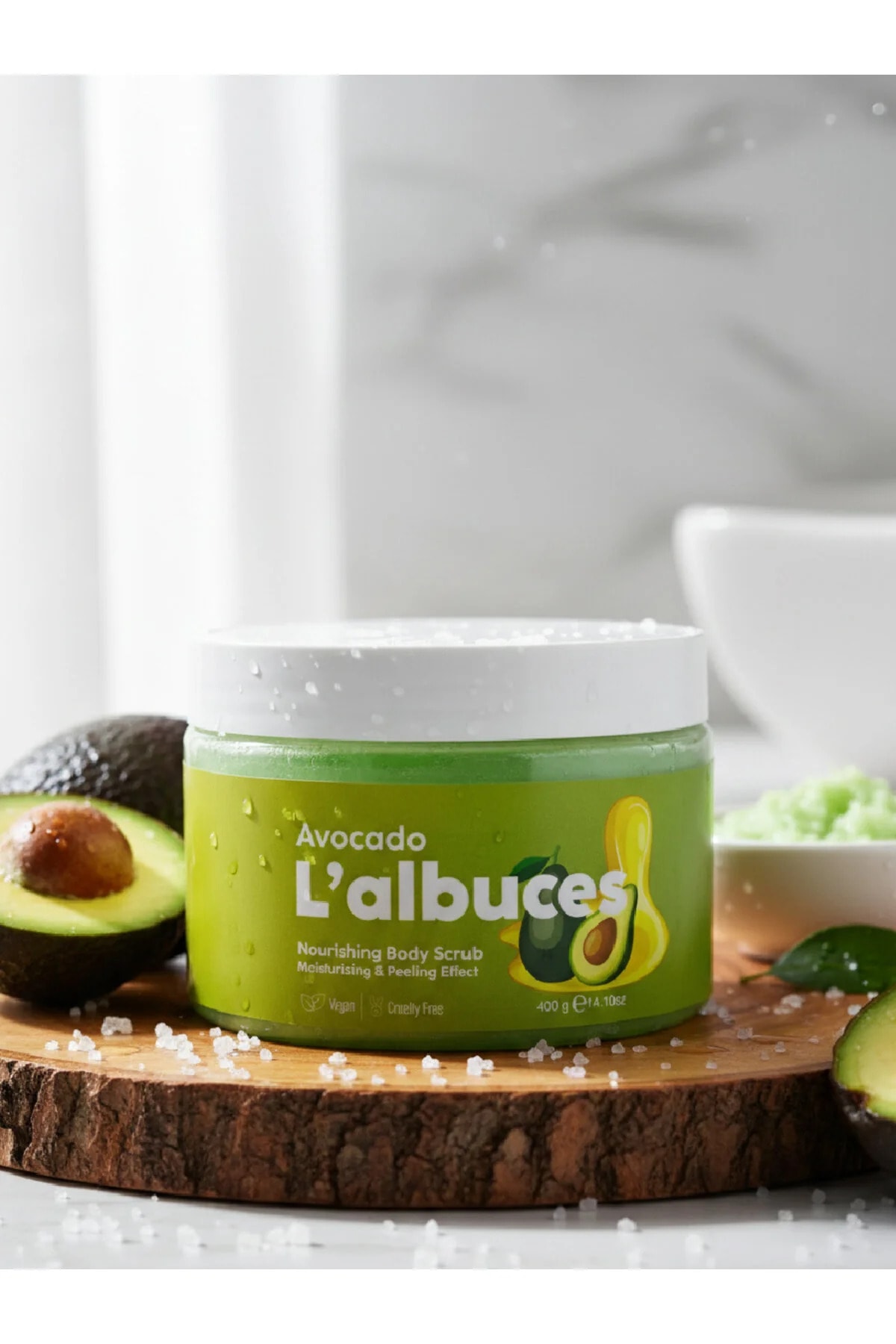 Avocado Body Scrub 400gr – Vegan, Clean Ingredients, Avocado Scented Smooth Skin Care