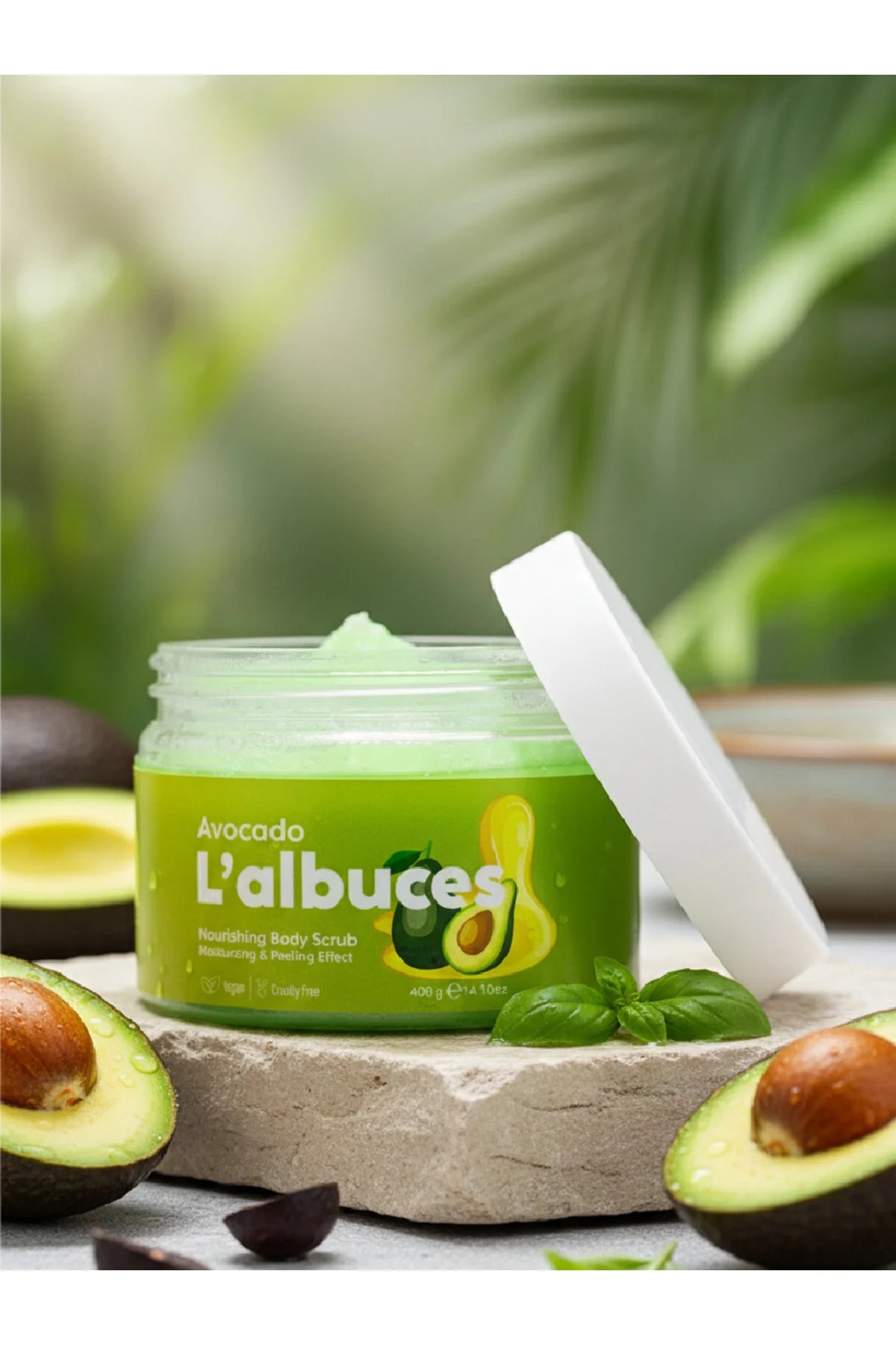 Avocado Body Scrub 400gr – Vegan, Clean Ingredients, Avocado Scented Smooth Skin Care