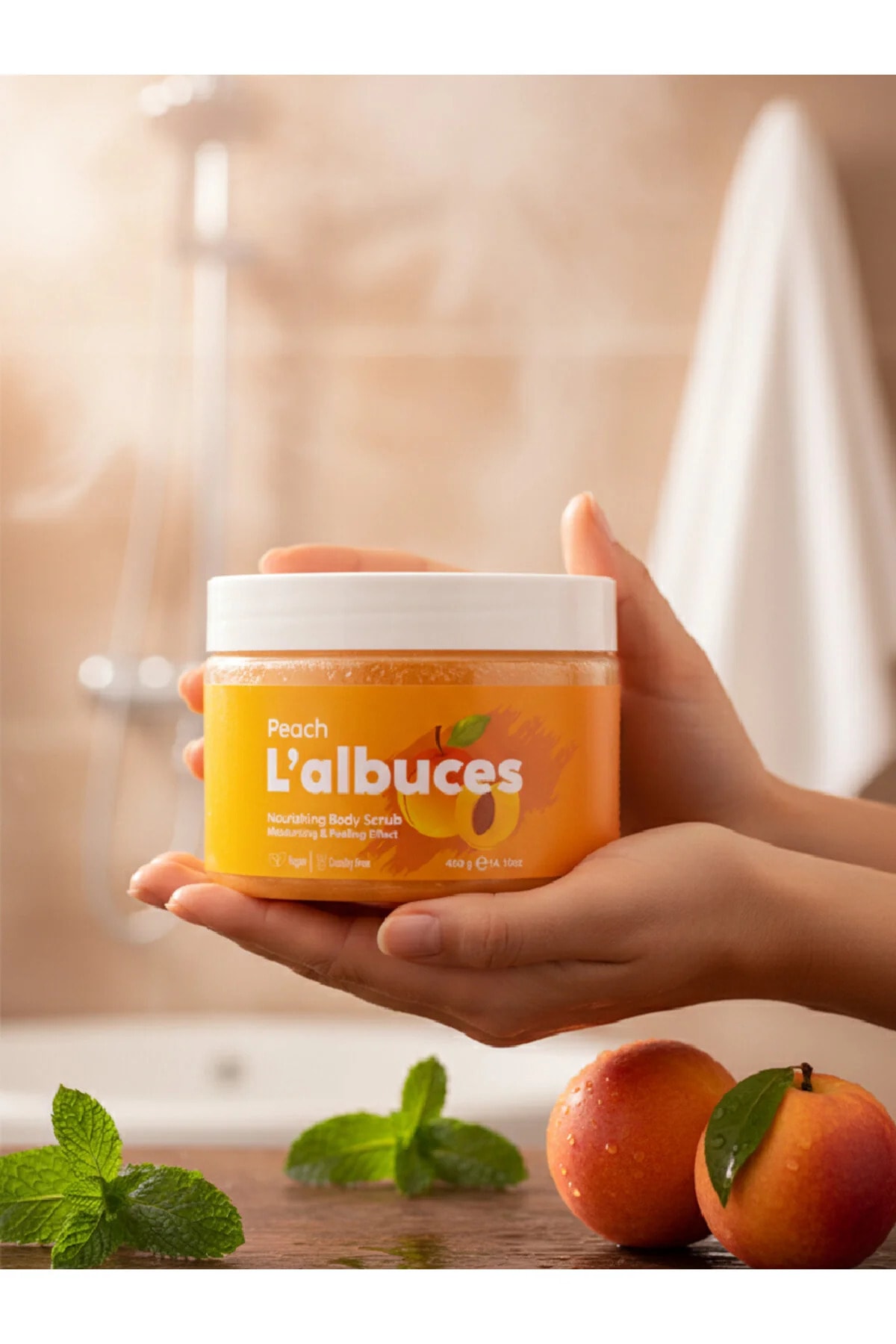 Peach Body Scrub 400gr – Vegan, Clean Ingredients, Peach Scented Smooth Skin Care