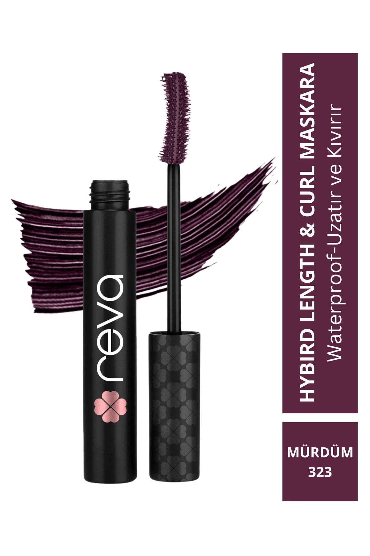 Uzatan Hibrit Maskara Mürdüm - Hybrid Length & Curl Mascara Prune - No: 323 - Vegan Temiz Içerik