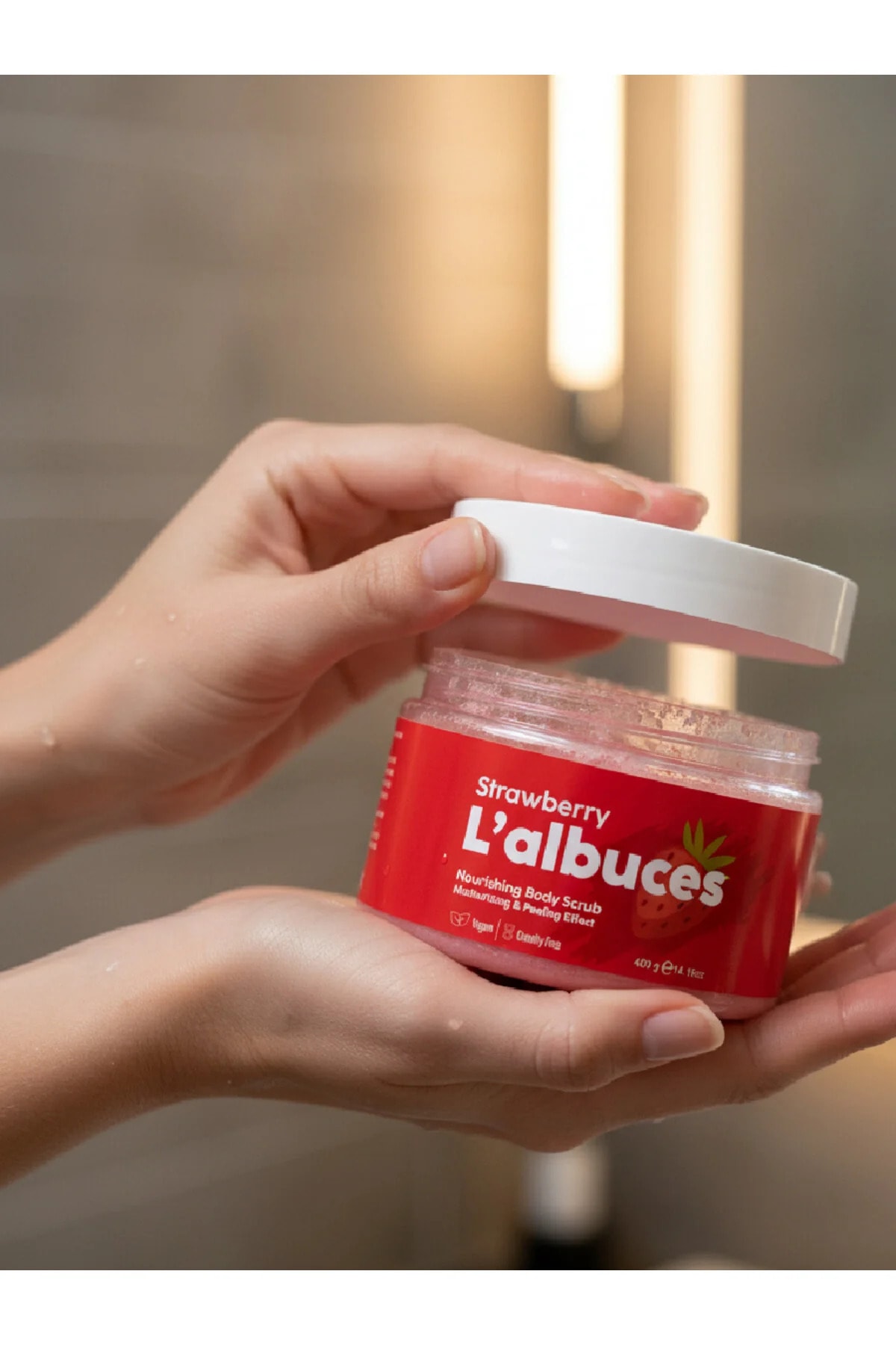 Strawberry Body Scrub 400gr – Vegan, Clean Ingredients, Strawberry Scented Smooth Skin Care