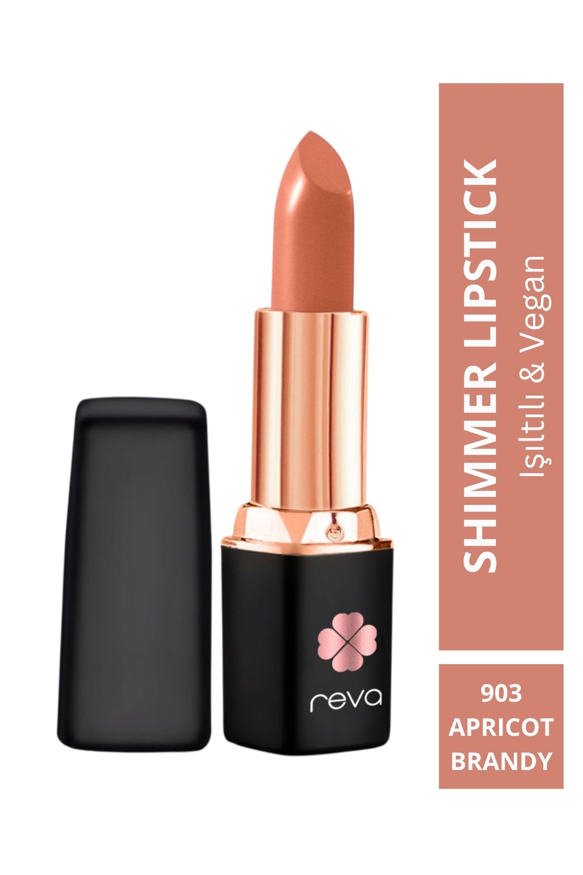 Shimmer Lipstick Apricot Brandy - Işıltı Ruj - 4 gr - No: 903 - Vegan & Temiz Içerik