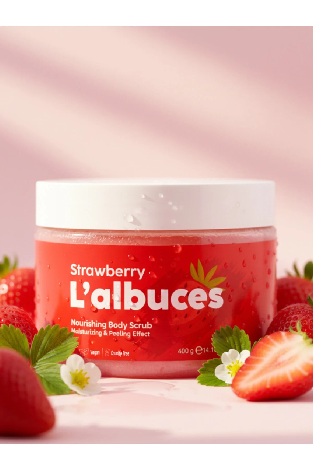 Strawberry Body Scrub 400gr – Vegan, Clean Ingredients, Strawberry Scented Smooth Skin Care