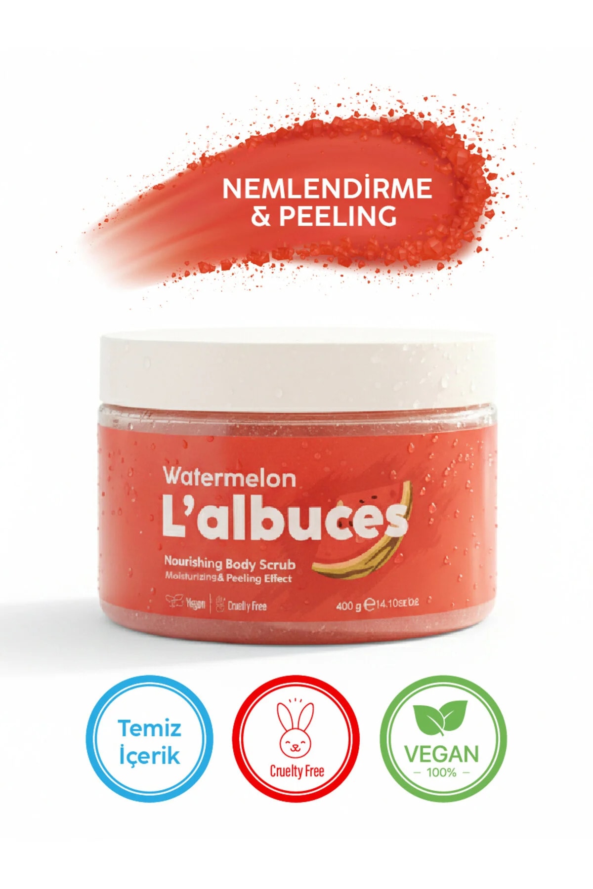 Watermelon Body Scrub 400gr – Vegan, Clean Ingredients, Watermelon Scented Smooth Skin Care