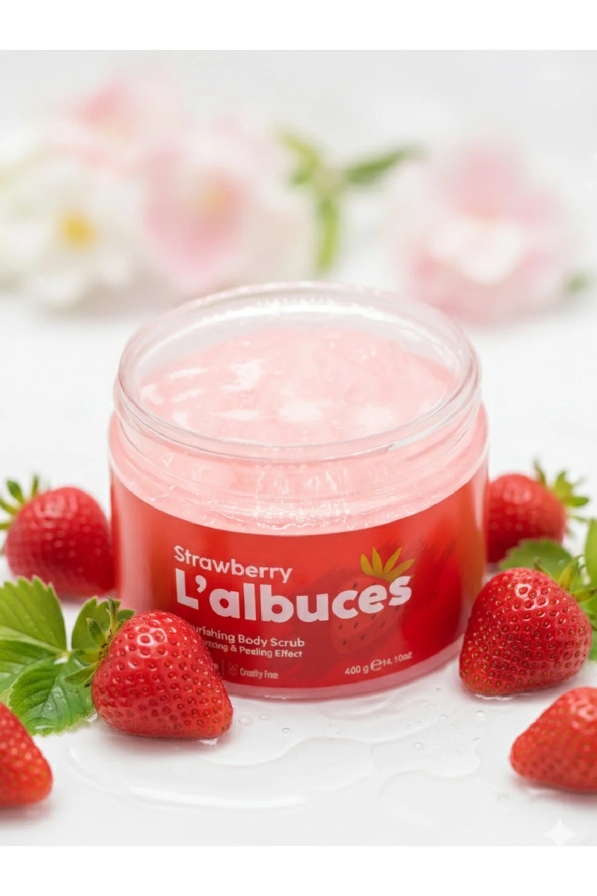 Strawberry Body Scrub 400gr – Vegan, Clean Ingredients, Strawberry Scented Smooth Skin Care