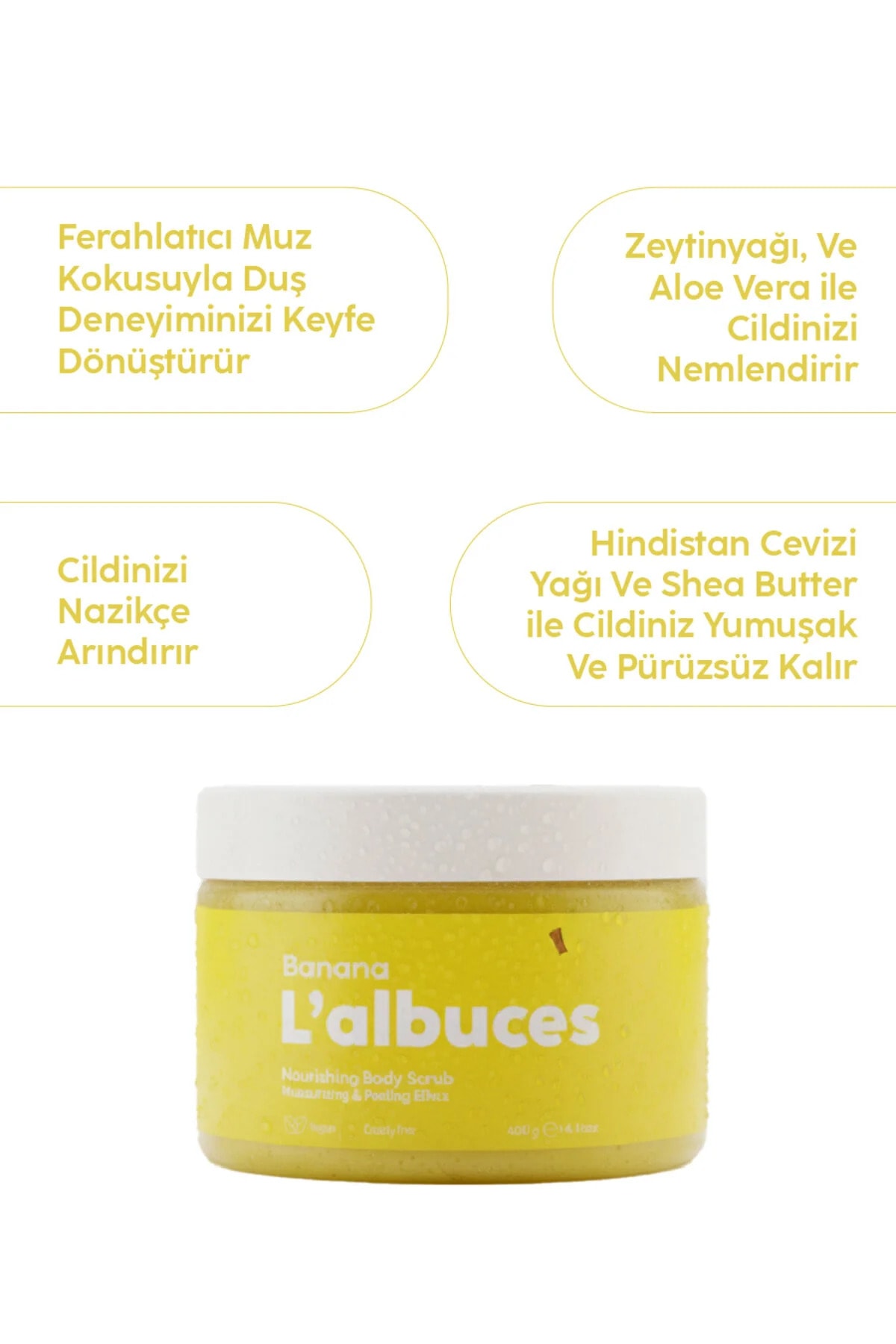 Banana Body Scrub 400gr – Vegan, Clean Ingredients, Banana Scented Smooth Skin Care