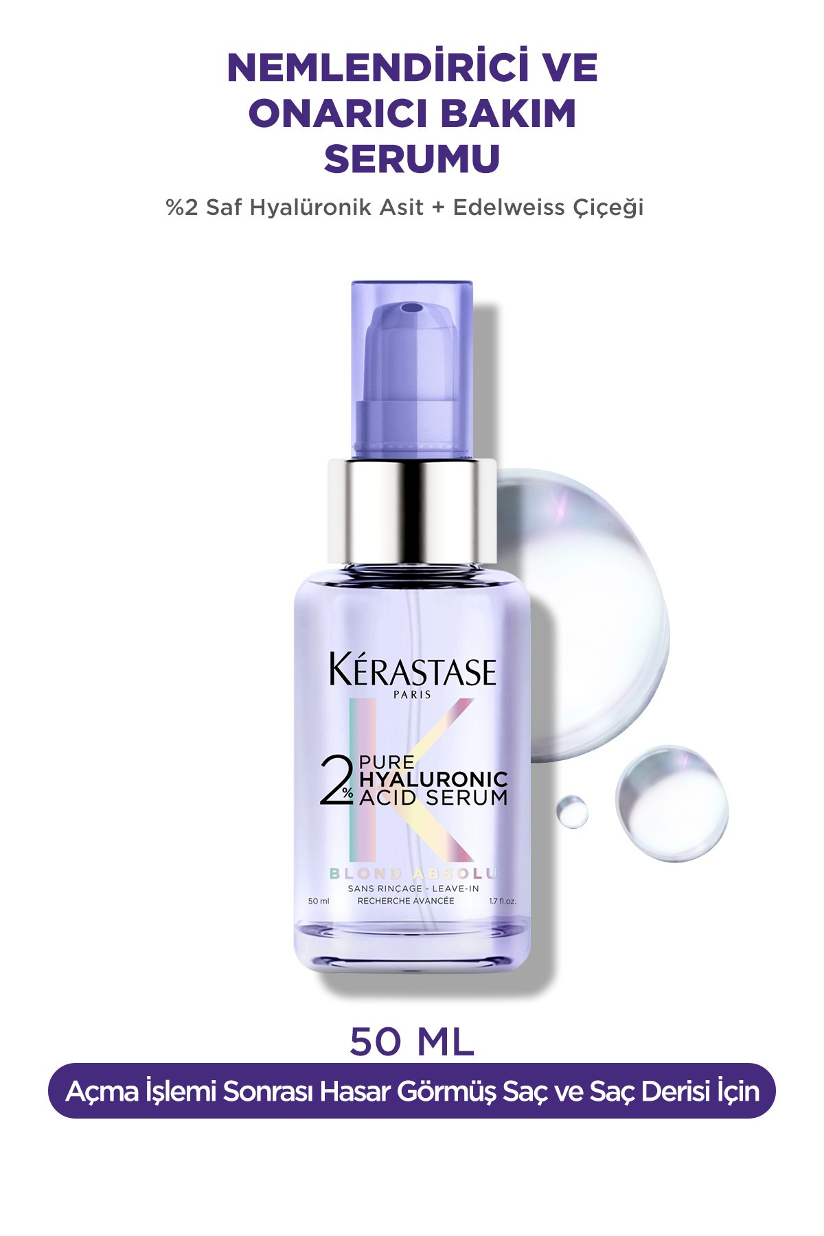 Kerastase Blond Absolu Sarı Saçlar İçin Nemlendirici ve Onarıcı %2 Saf Hyalüronik Asit Serumu 50 ml